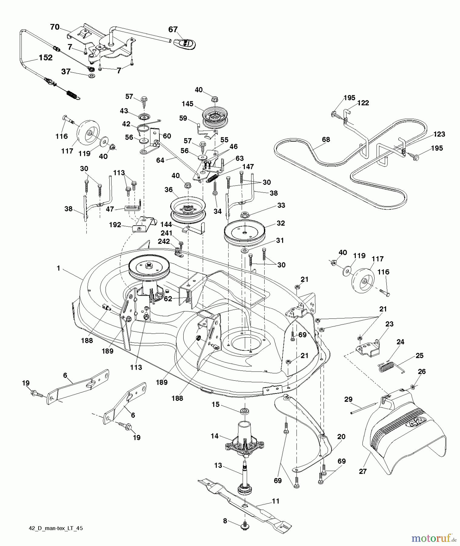  Poulan / Weed Eater Rasen und Gartentraktoren PB20A42LT (96048004901) - Poulan Pro Lawn Tractor (2013-01) MOWER DECK / CUTTING DECK