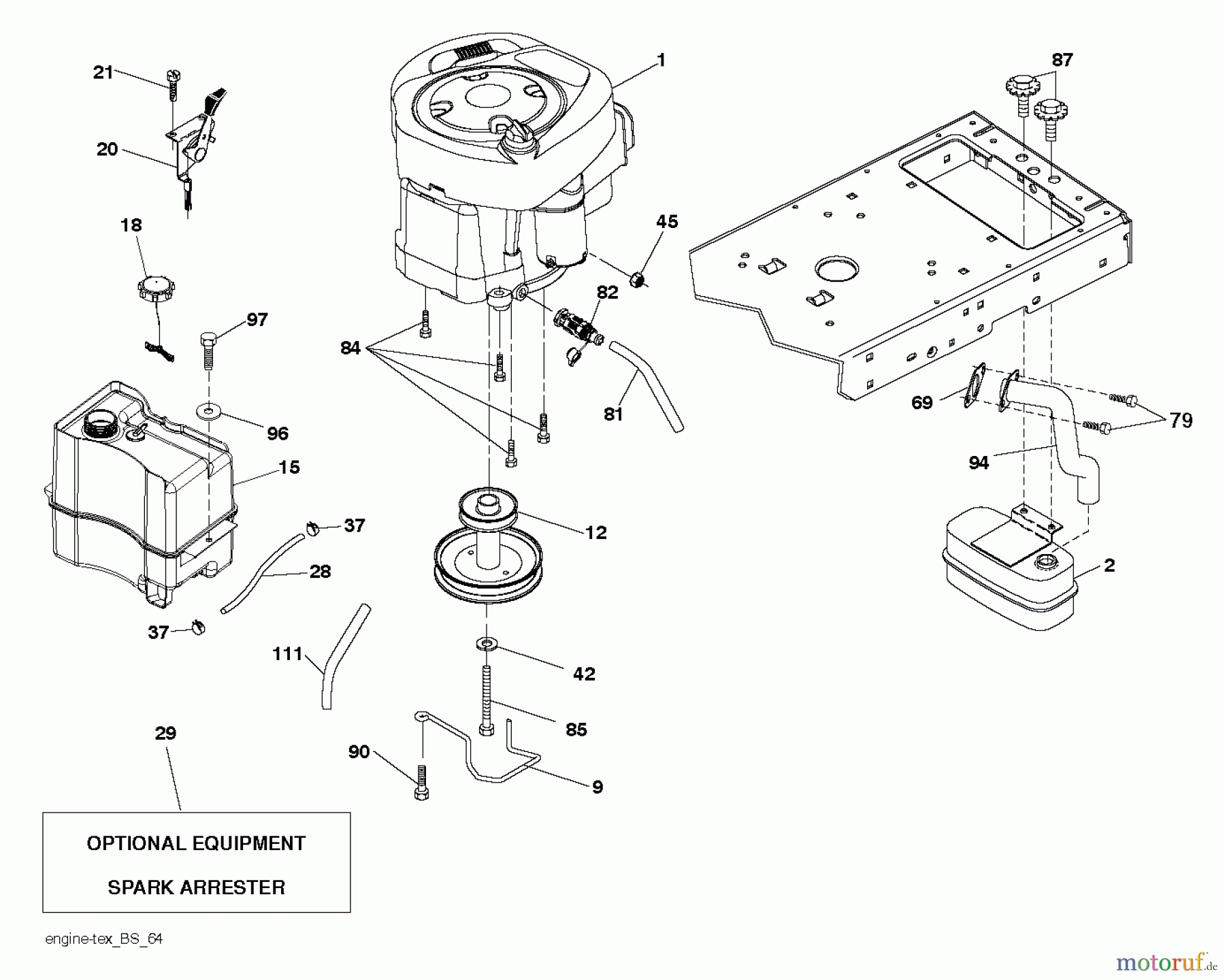  Poulan / Weed Eater Rasen und Gartentraktoren PB20H42LT (96042014800) - Poulan Pro Lawn Tractor (2012-08) ENGINE