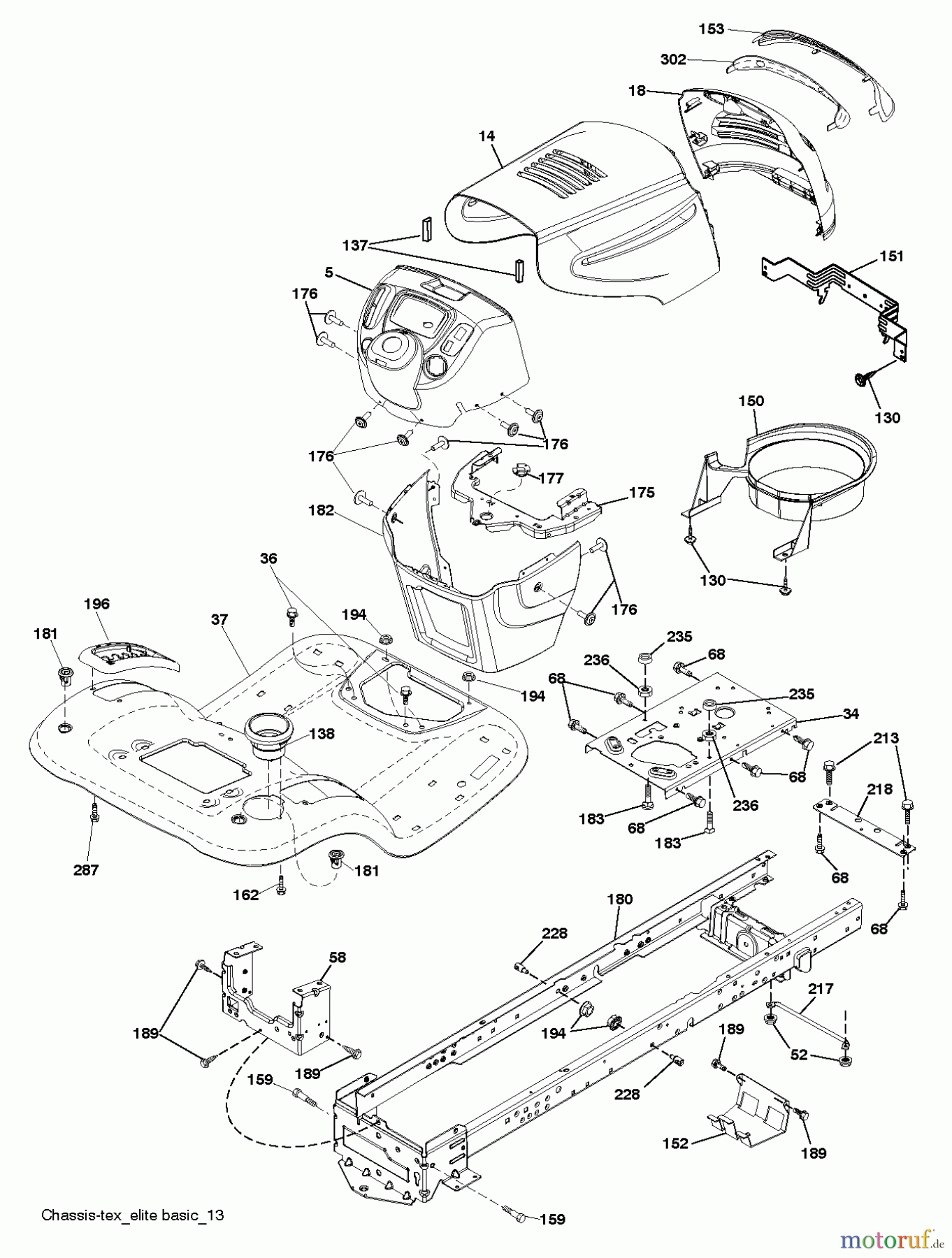 Poulan / Weed Eater Rasen und Gartentraktoren PB20H42LT (96042014801) - Poulan Pro Lawn Tractor (2013-01) CHASSIS ENCLOSURES