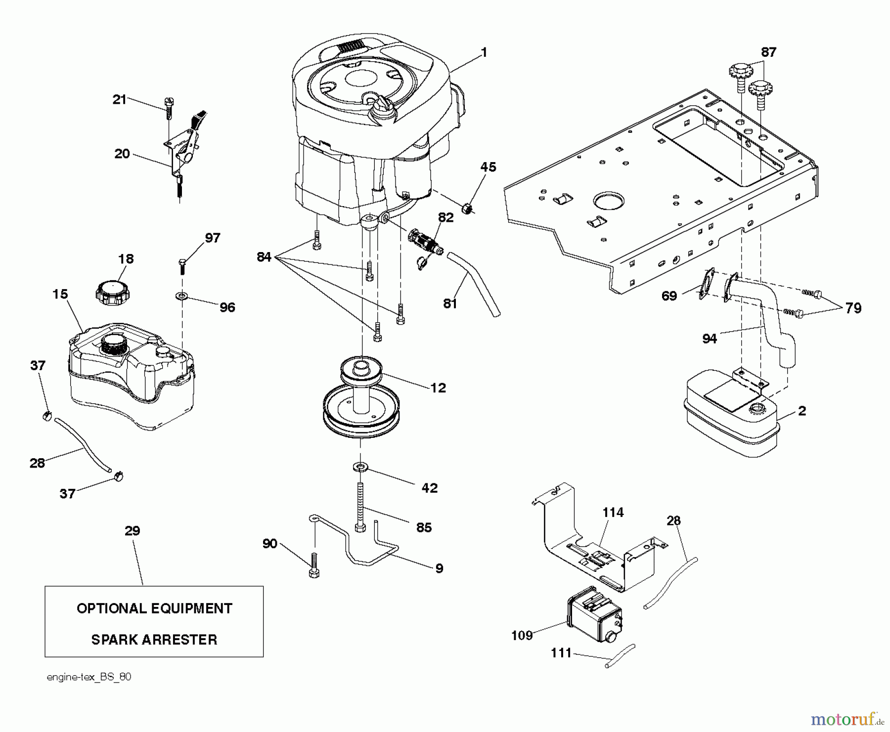 Poulan / Weed Eater Rasen und Gartentraktoren PB20H42LT (96042014900) - Poulan Pro Lawn Tractor (2012-10) ENGINE