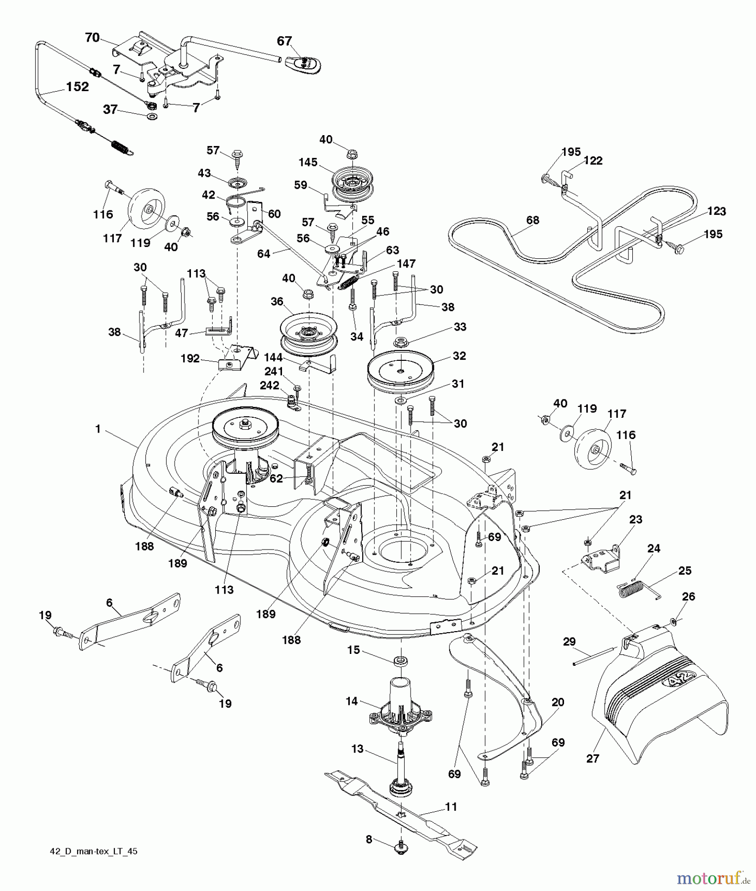 Poulan / Weed Eater Rasen und Gartentraktoren PB20H42LT (96042014900) - Poulan Pro Lawn Tractor (2012-10) MOWER DECK / CUTTING DECK