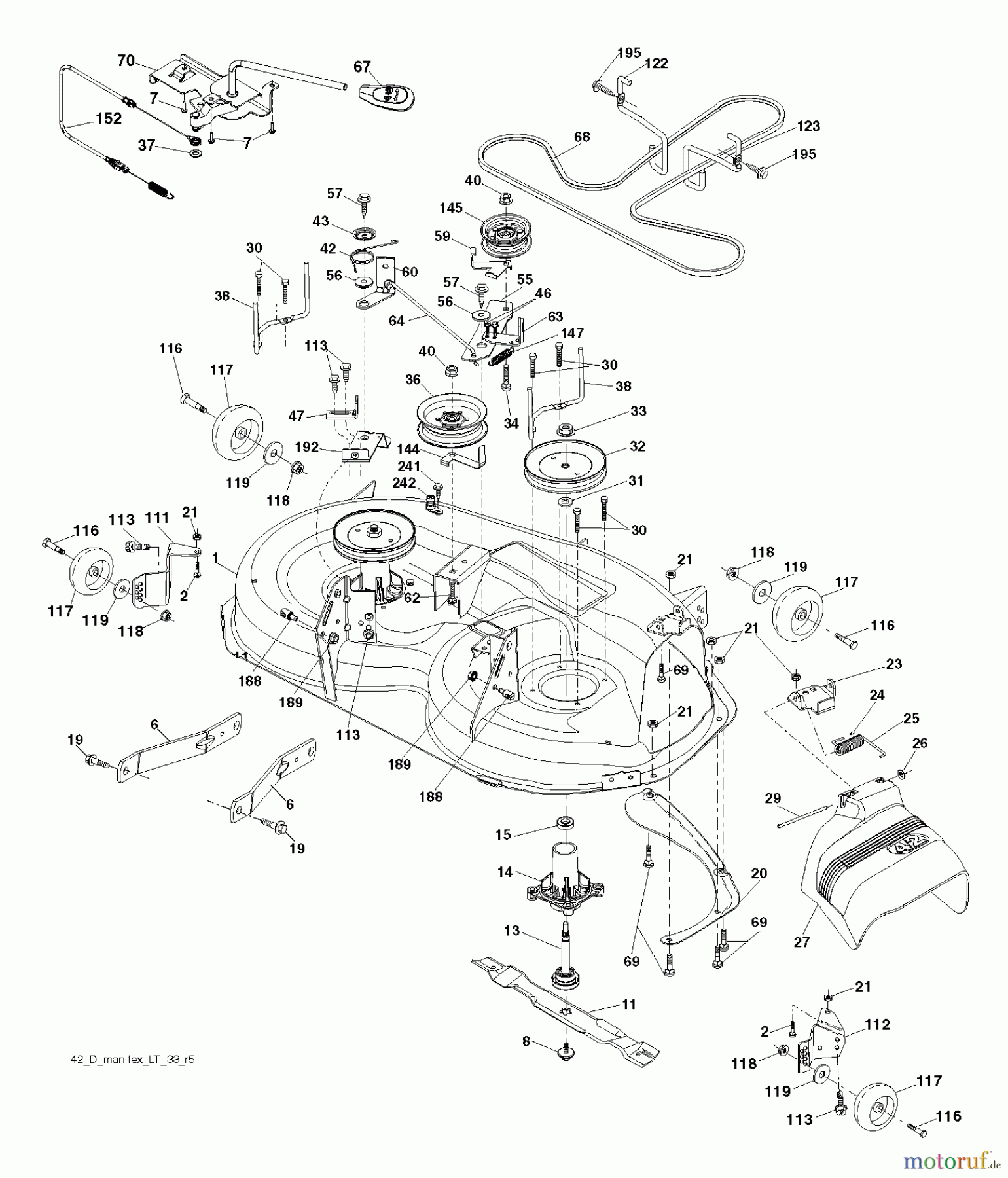 Poulan / Weed Eater Rasen und Gartentraktoren PB20H42YT (96042012402) - Poulan Pro Lawn Tractor (2011-05) MOWER DECK / CUTTING DECK