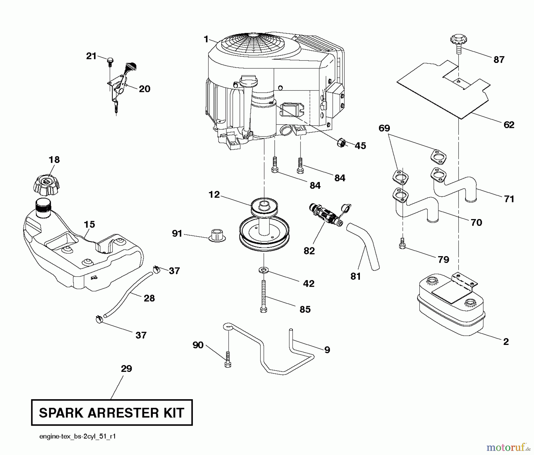 Poulan / Weed Eater Rasen und Gartentraktoren PB20H42YT (96042012404) - Poulan Pro Lawn Tractor (2011-08) ENGINE