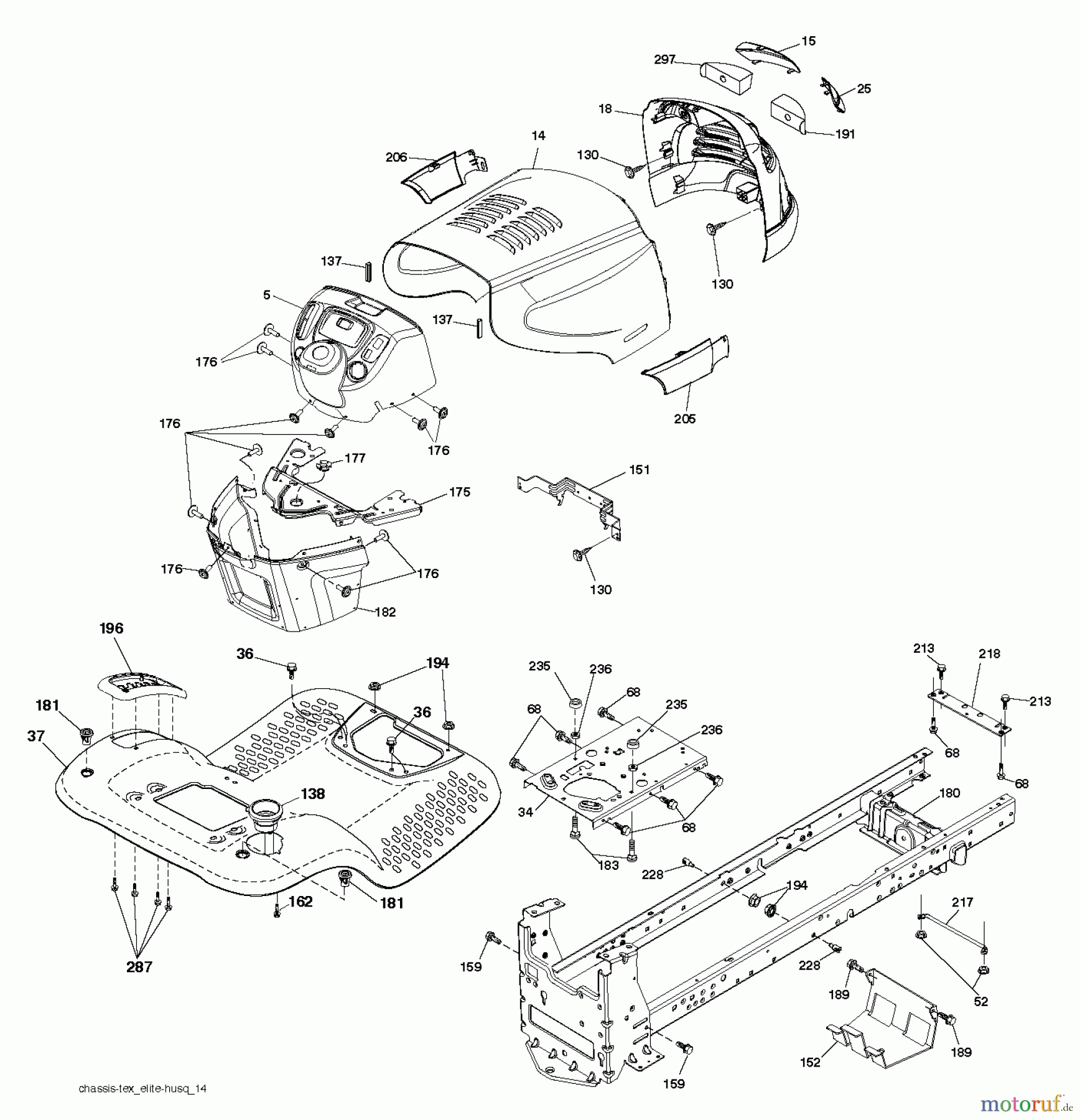 Poulan / Weed Eater Rasen und Gartentraktoren PB22H42YT (96048005100) - Poulan Pro Lawn Tractor (2012-11) CHASSIS / FRAME