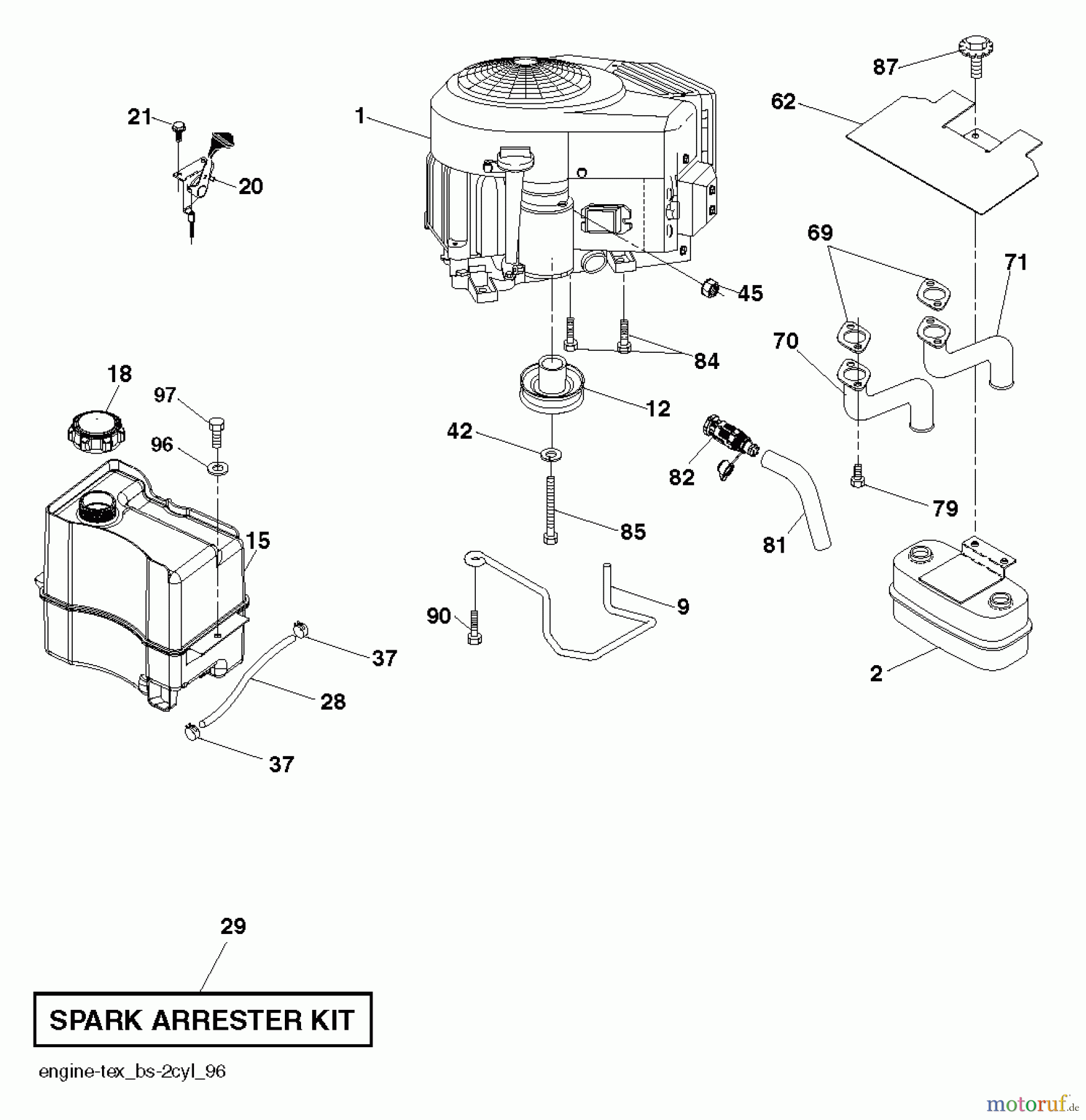 Poulan / Weed Eater Rasen und Gartentraktoren PB22H42YT (96048005100) - Poulan Pro Lawn Tractor (2012-11) ENGINE