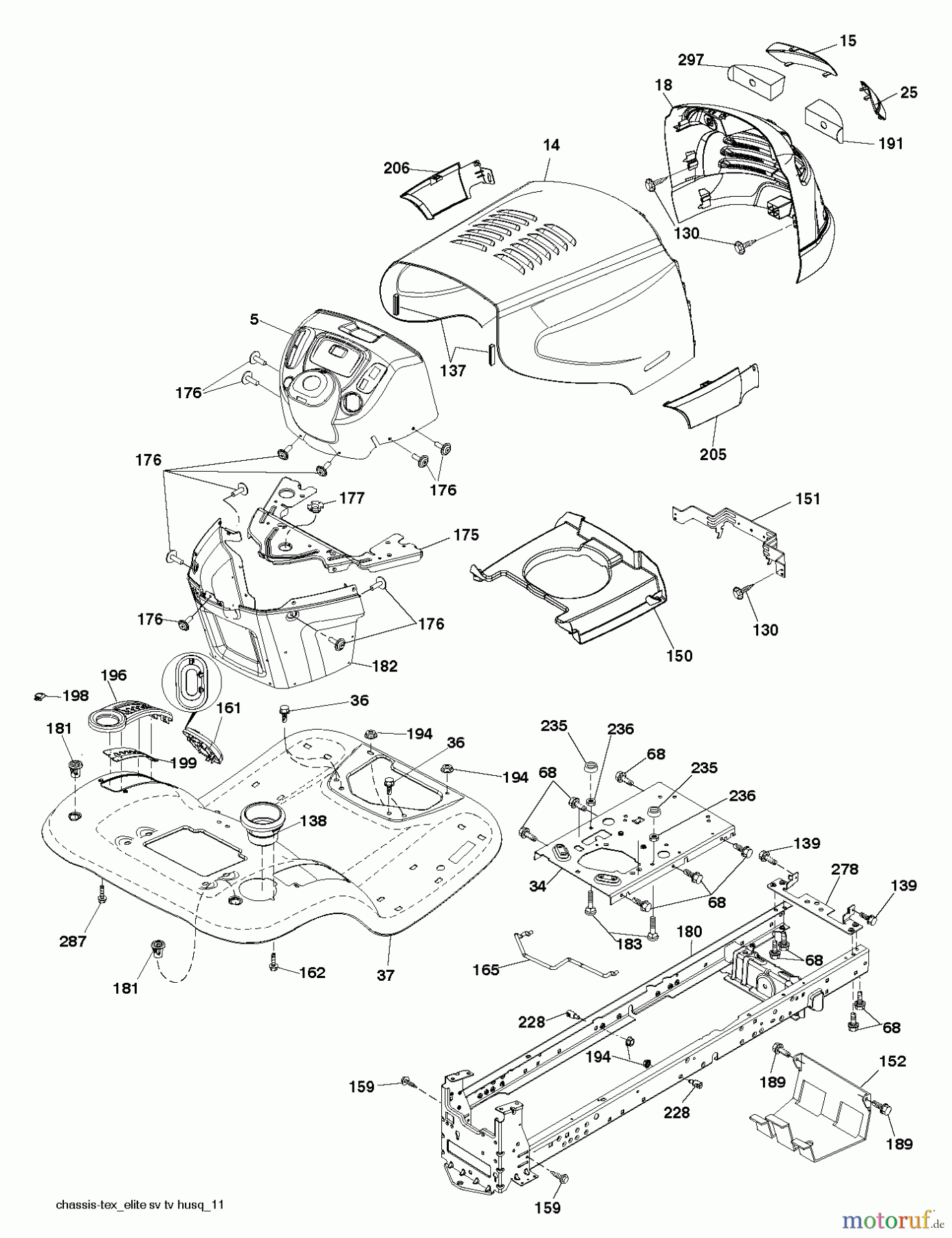 Poulan / Weed Eater Rasen und Gartentraktoren PB22H46YT (96042013801) - Poulan Pro Lawn Tractor (2011-07) CHASSIS / FRAME