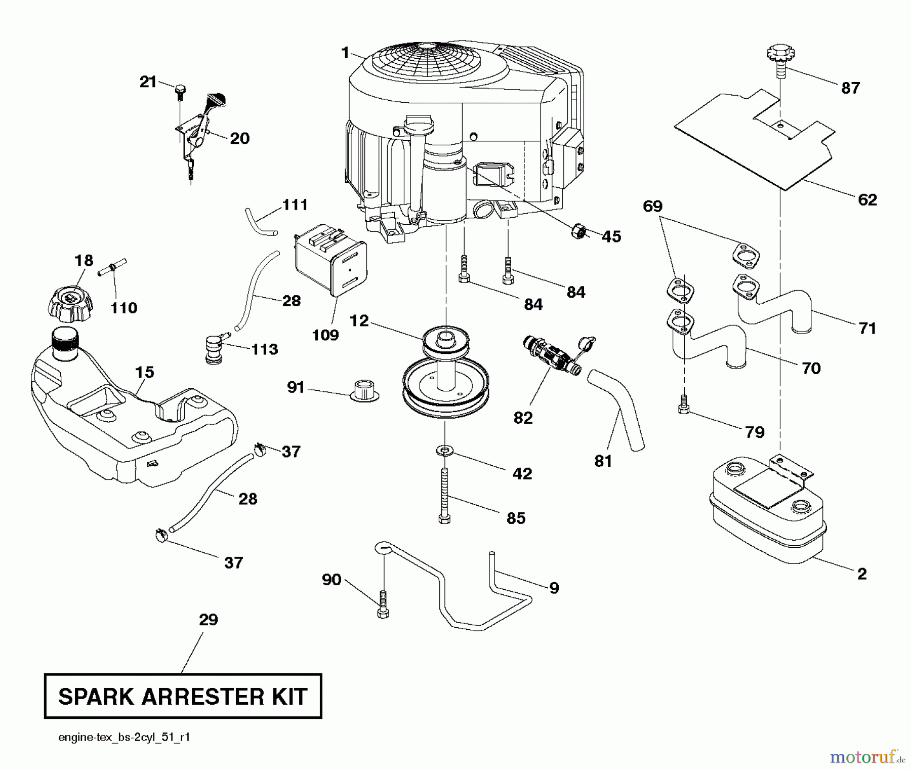 Poulan / Weed Eater Rasen und Gartentraktoren PB22H46YT (96042013801) - Poulan Pro Lawn Tractor (2011-07) ENGINE