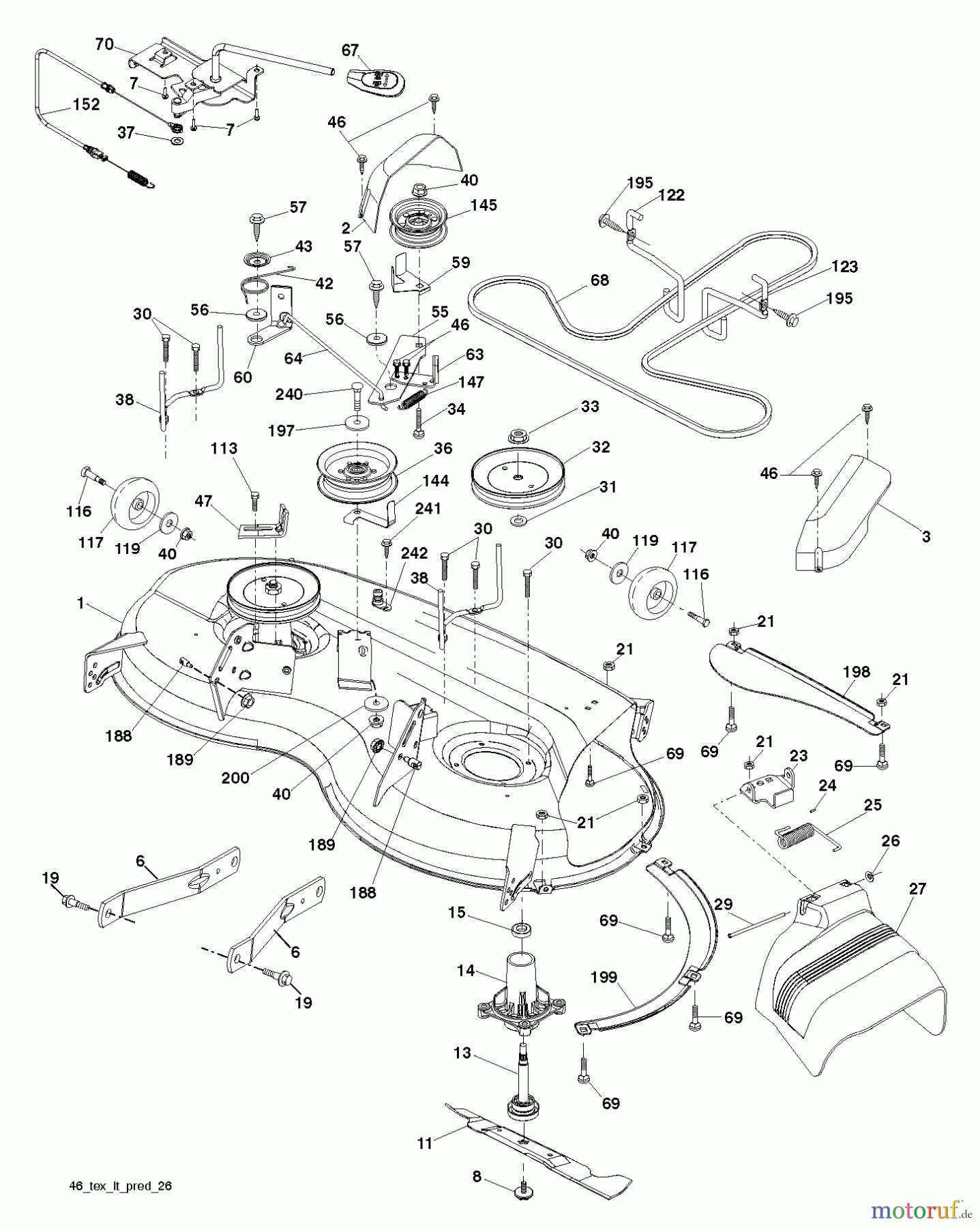Poulan / Weed Eater Rasen und Gartentraktoren PB22H46YT (96042013801) - Poulan Pro Lawn Tractor (2011-07) MOWER DECK / CUTTING DECK