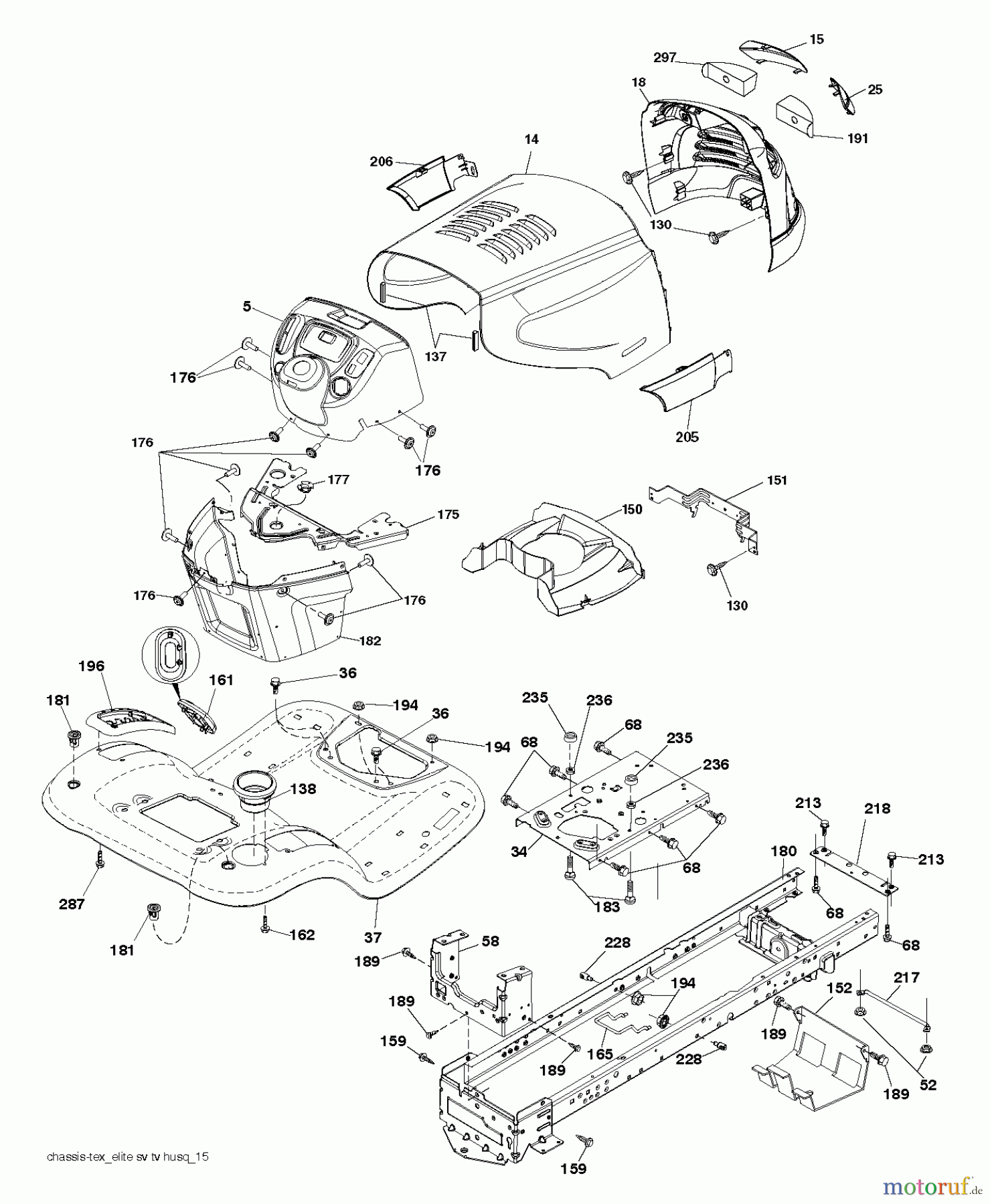Poulan / Weed Eater Rasen und Gartentraktoren PB22H46YT (96048003800) - Poulan Pro Lawn Tractor (2012-01) CHASSIS / FRAME