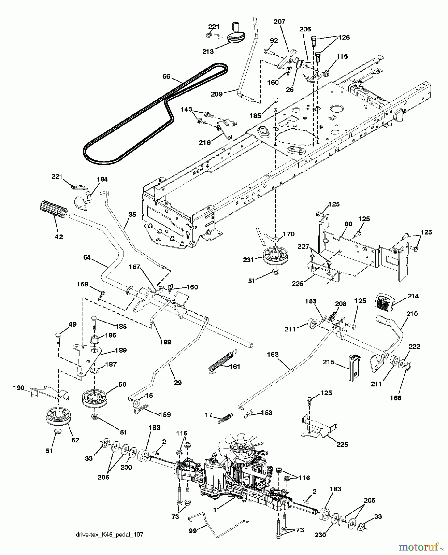 Poulan / Weed Eater Rasen und Gartentraktoren PB22H46YT (96048003800) - Poulan Pro Lawn Tractor (2012-01) DRIVE