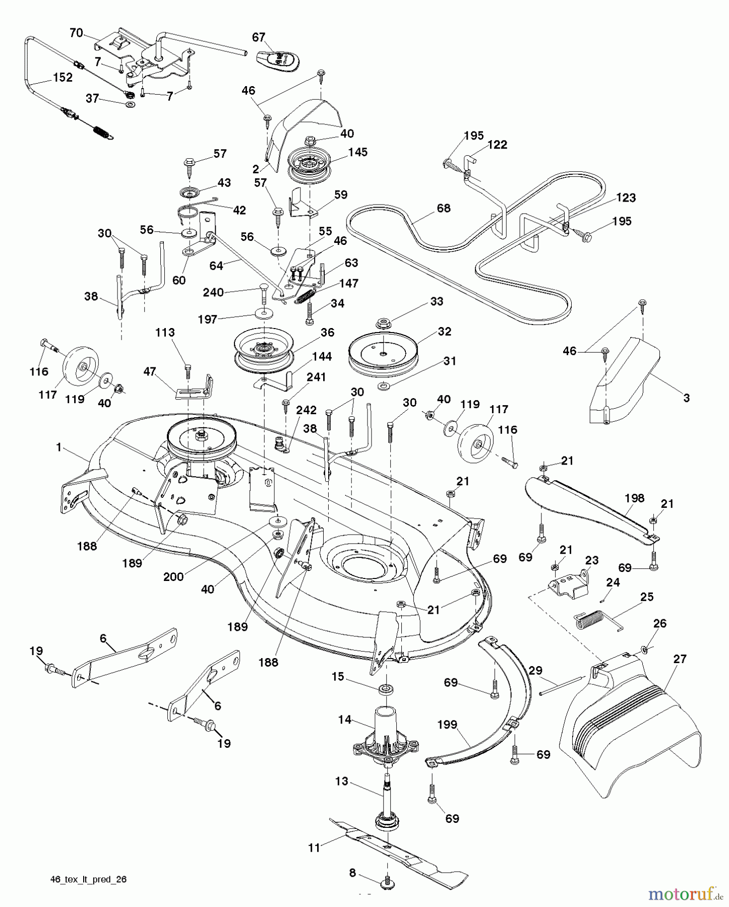 Poulan / Weed Eater Rasen und Gartentraktoren PB22H46YT (96042012503) - Poulan Pro Lawn Tractor (2012-10) MOWER DECK / CUTTING DECK