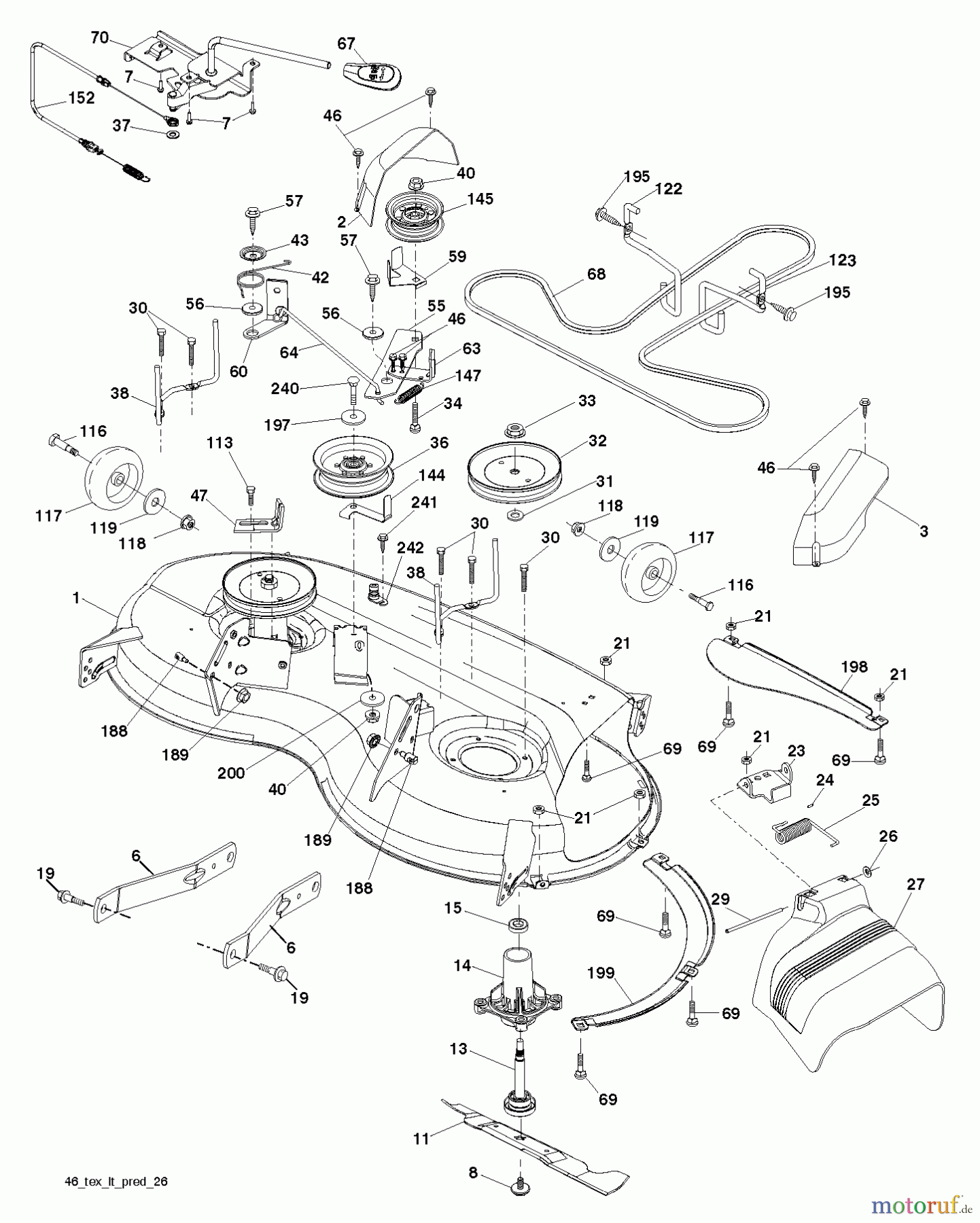 Poulan / Weed Eater Rasen und Gartentraktoren PB22H46YT (96042012501) - Poulan Pro Lawn Tractor (2010-12) MOWER DECK / CUTTING DECK