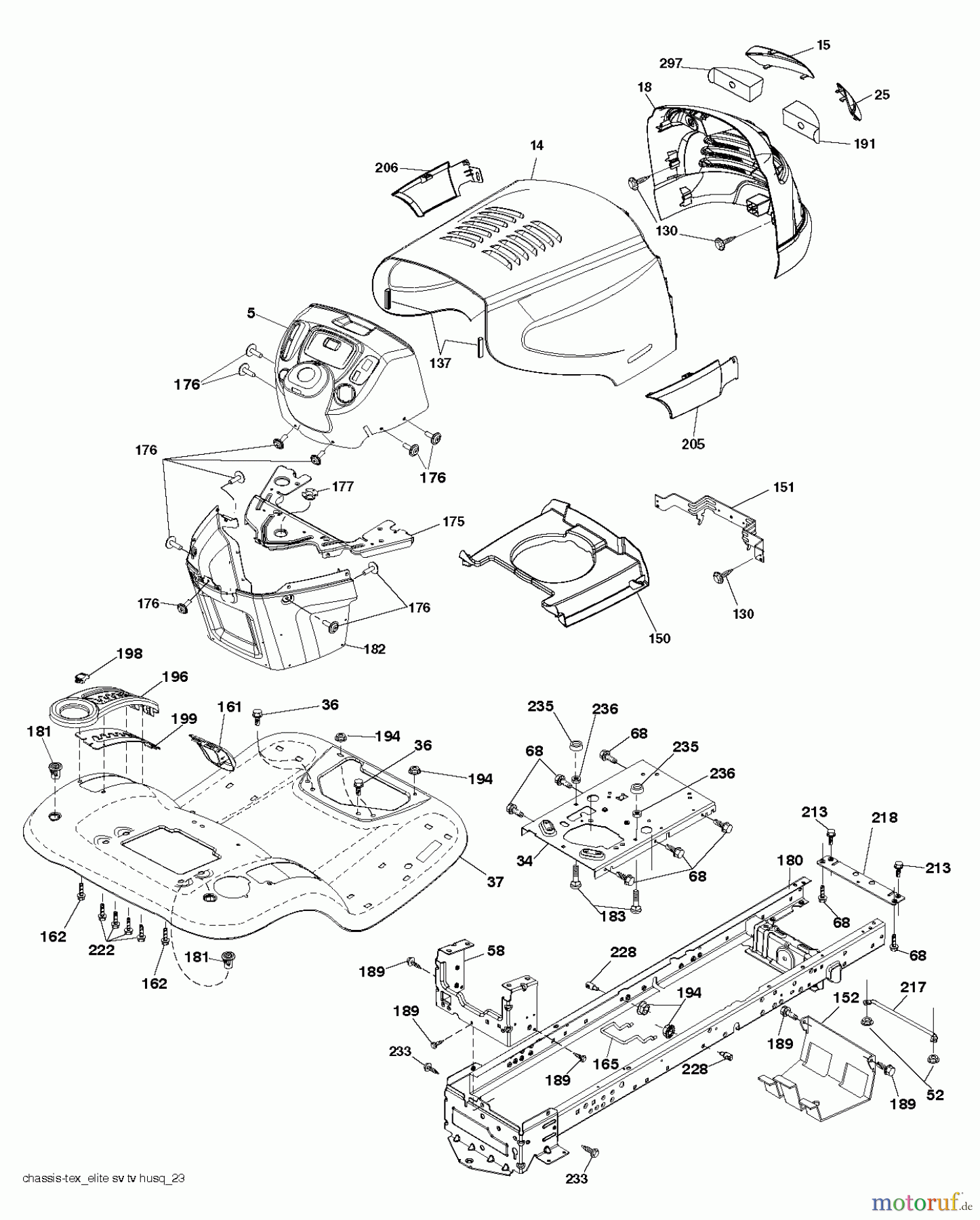 Poulan / Weed Eater Rasen und Gartentraktoren PB23H48LGT (96048005300) - Poulan Pro Lawn Tractor (2013-01) CHASSIS / FRAME
