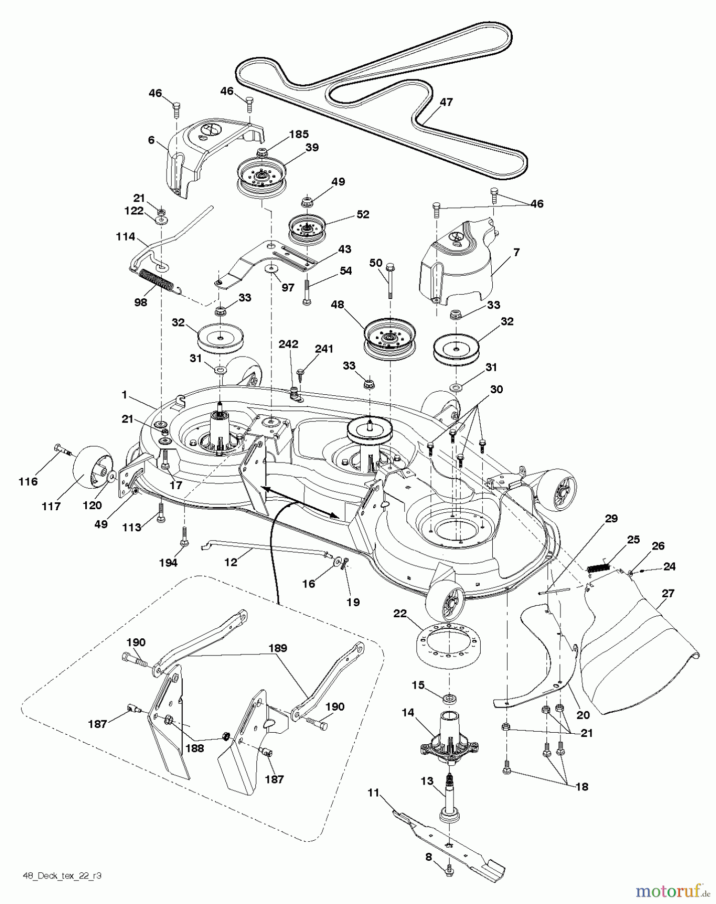 Poulan / Weed Eater Rasen und Gartentraktoren PB23H48LGT (96048005300) - Poulan Pro Lawn Tractor (2013-01) MOWER DECK / CUTTING DECK