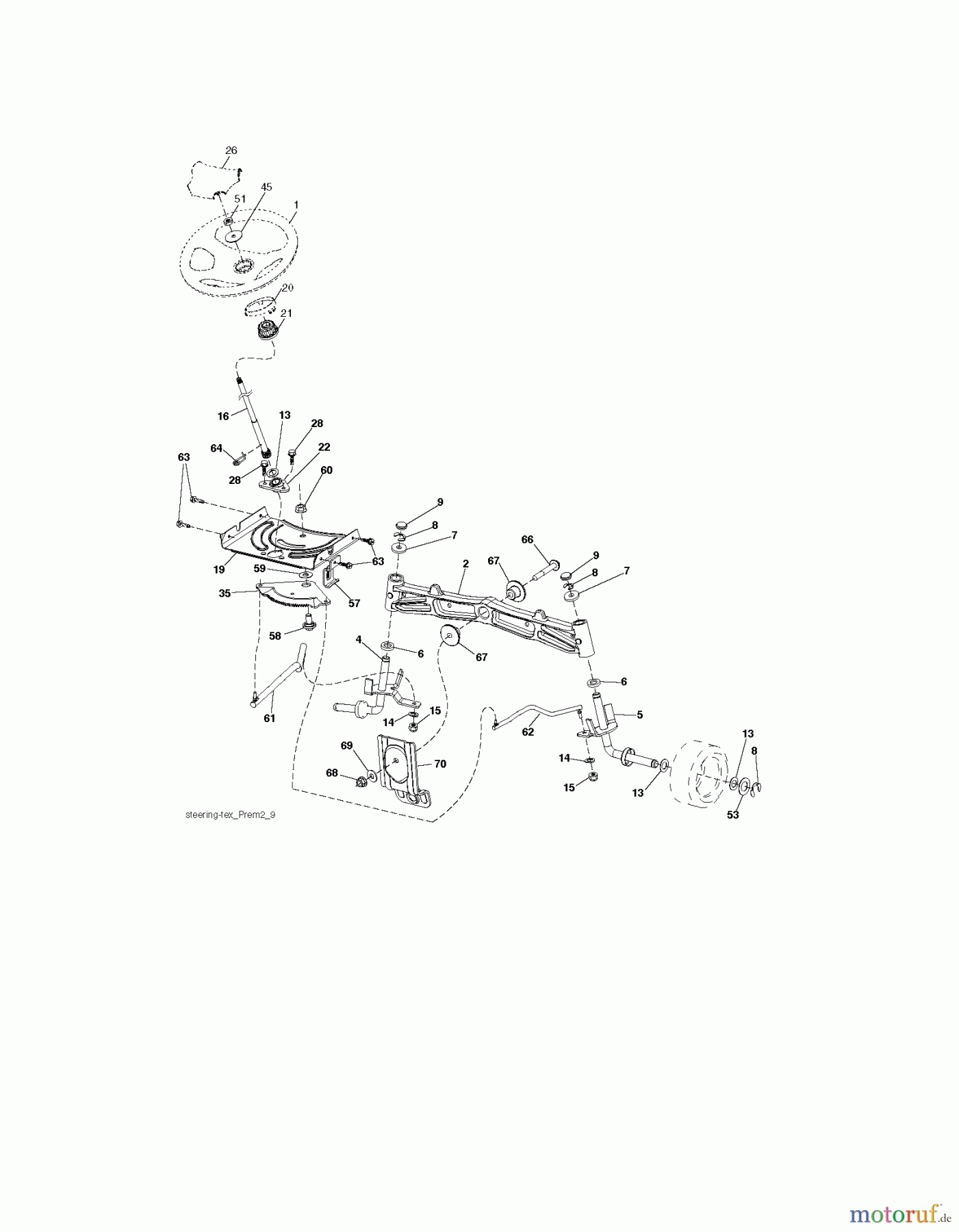 Poulan / Weed Eater Rasen und Gartentraktoren PB26H54YT (96042012701) - Poulan Pro Lawn Tractor (2011-05) STEERING