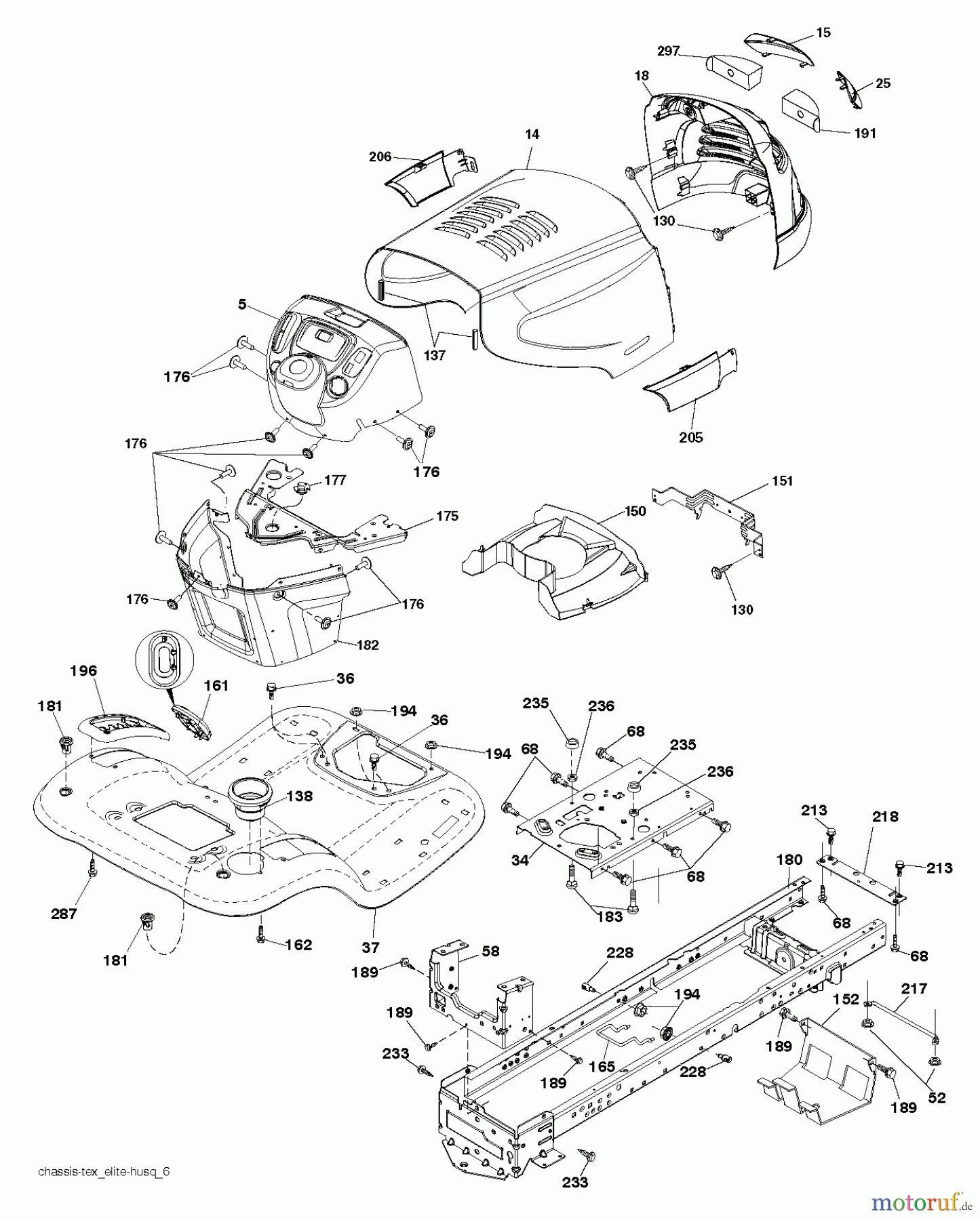  Poulan / Weed Eater Rasen und Gartentraktoren PB26H54YT (96042012703) - Poulan Pro Lawn Tractor (2012-08) CHASSIS ENCLOSURES