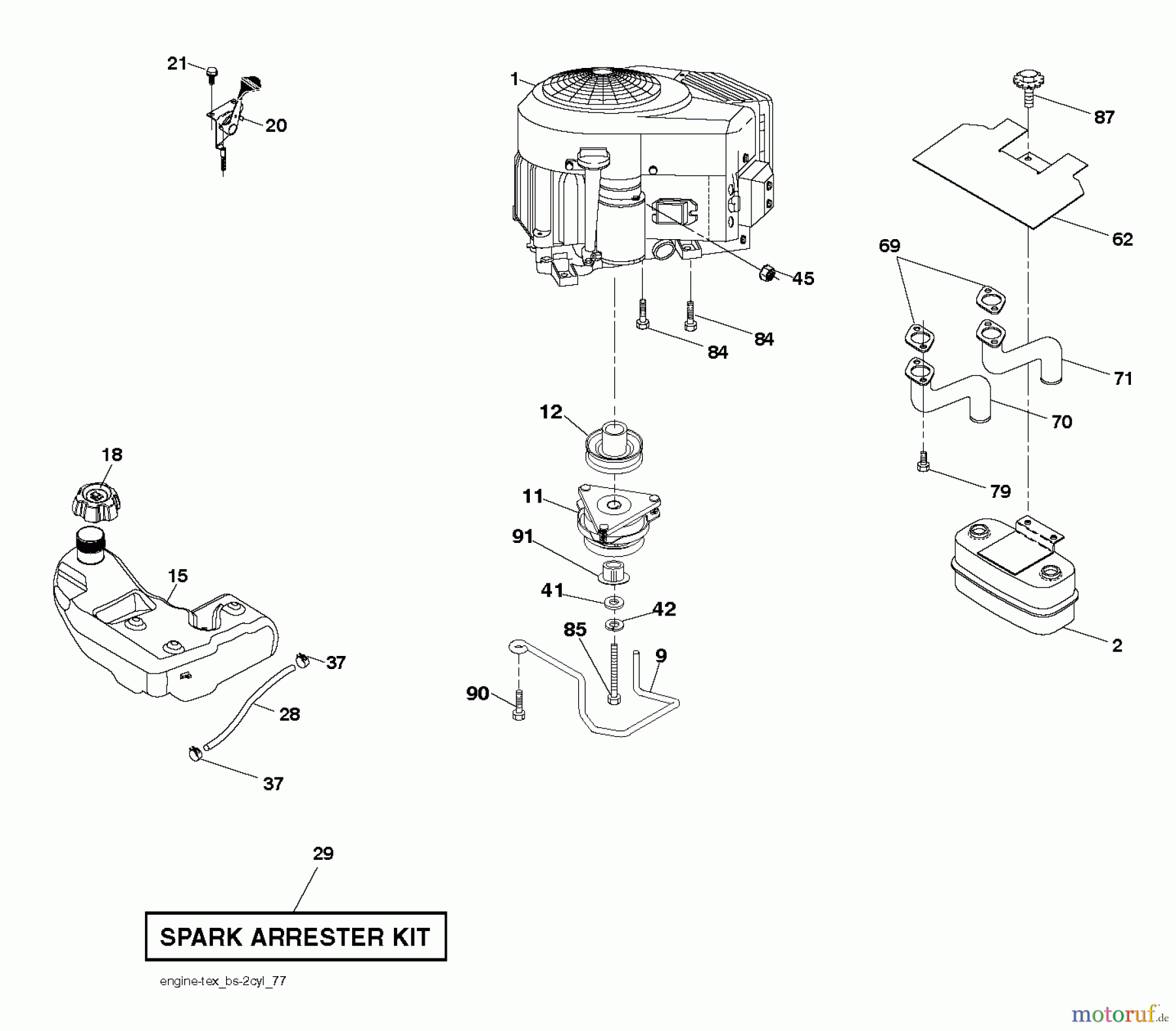 Poulan / Weed Eater Rasen und Gartentraktoren PB26H54YT (96042012703) - Poulan Pro Lawn Tractor (2012-08) ENGINE