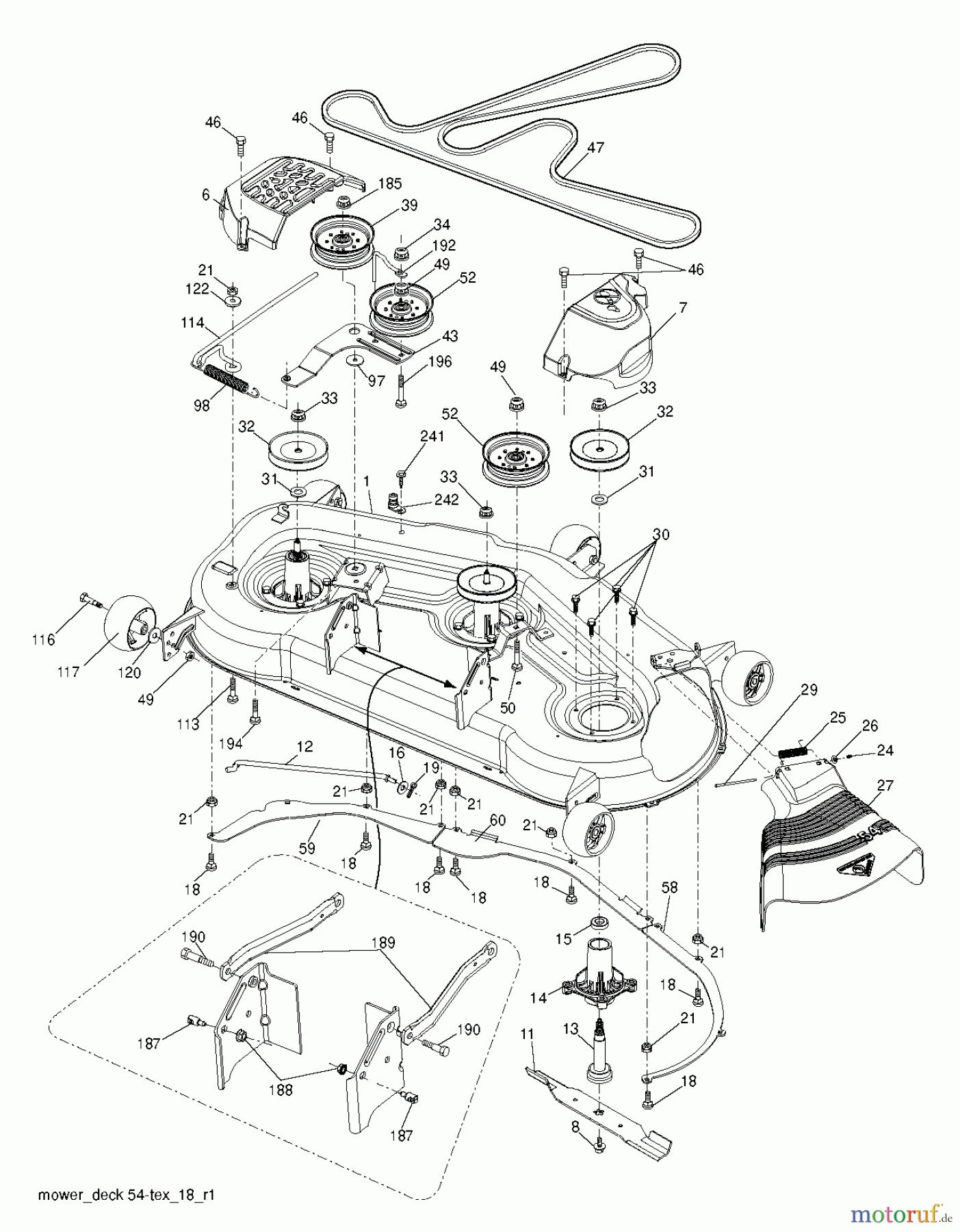 Poulan / Weed Eater Rasen und Gartentraktoren PB26H54YT (96042012701) - Poulan Pro Lawn Tractor (2011-05) MOWER DECK / CUTTING DECK
