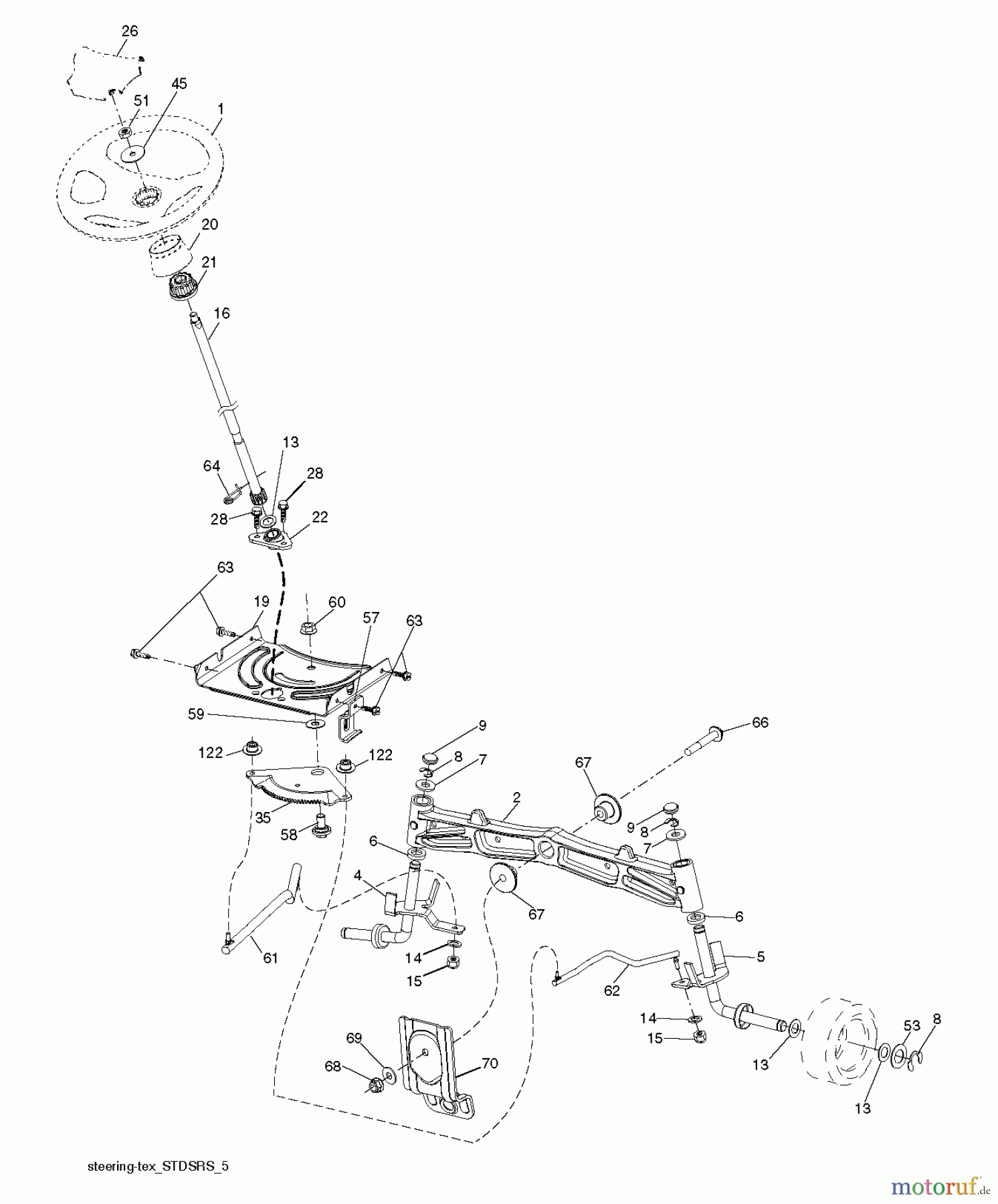 Poulan / Weed Eater Rasen und Gartentraktoren PB26H54YT (96042012703) - Poulan Pro Lawn Tractor (2012-08) STEERING
