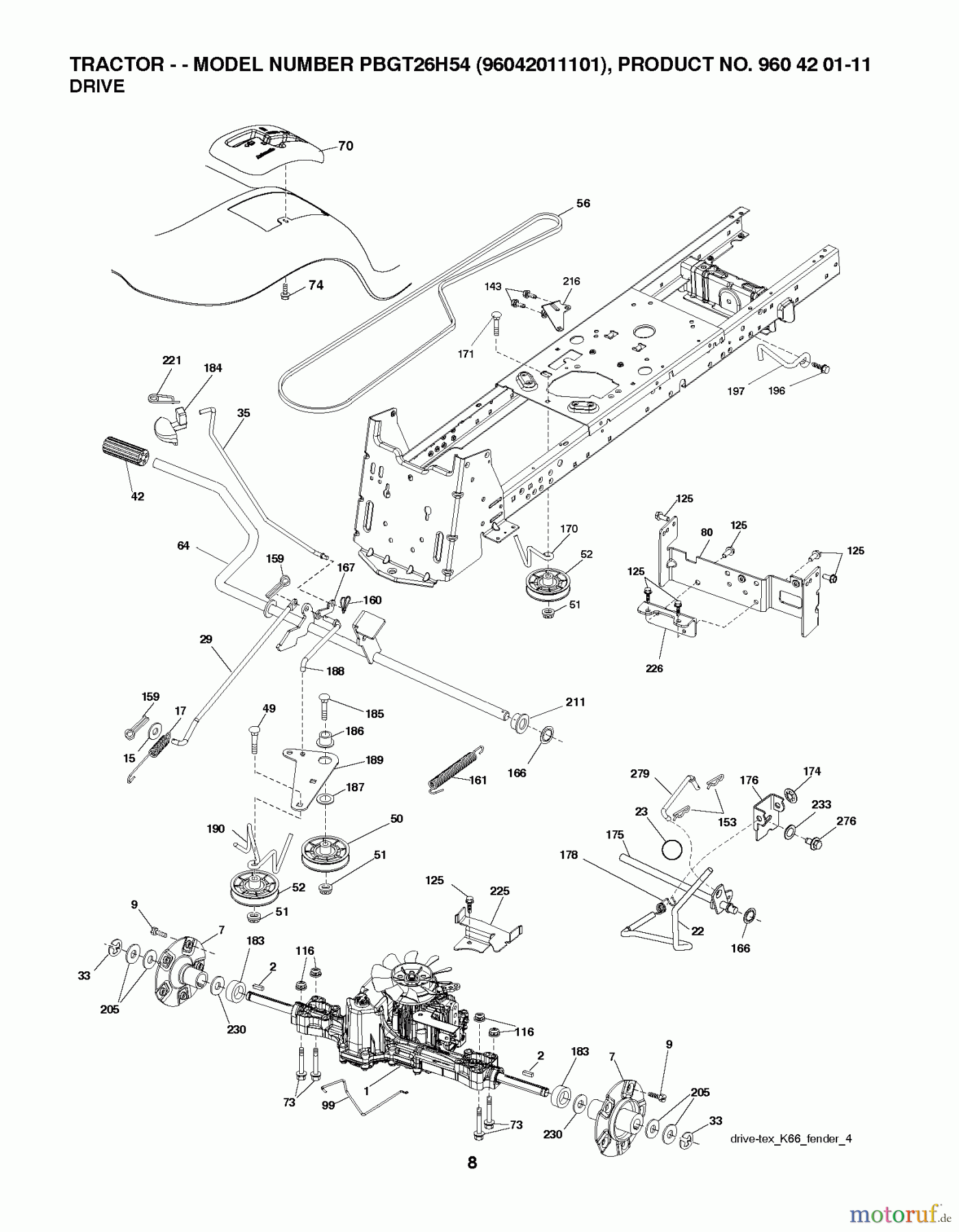 Poulan / Weed Eater Rasen und Gartentraktoren PBGT26H54 (96042011101) - Poulan Pro Lawn Tractor (2010-04) DRIVE
