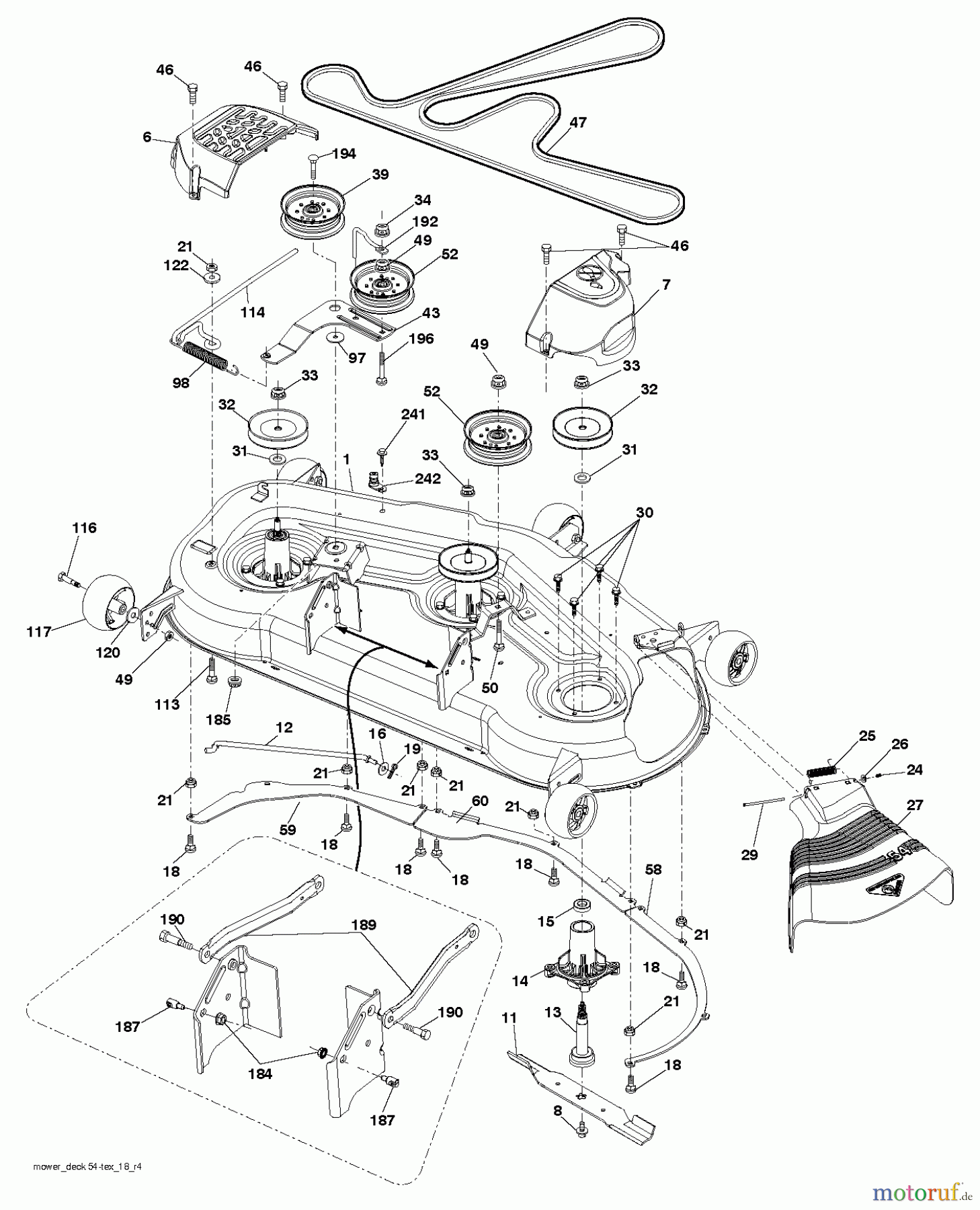 Poulan / Weed Eater Rasen und Gartentraktoren PBGT26H54 (96048002002) - Poulan Pro Lawn Tractor (2012-12) MOWER DECK / CUTTING DECK