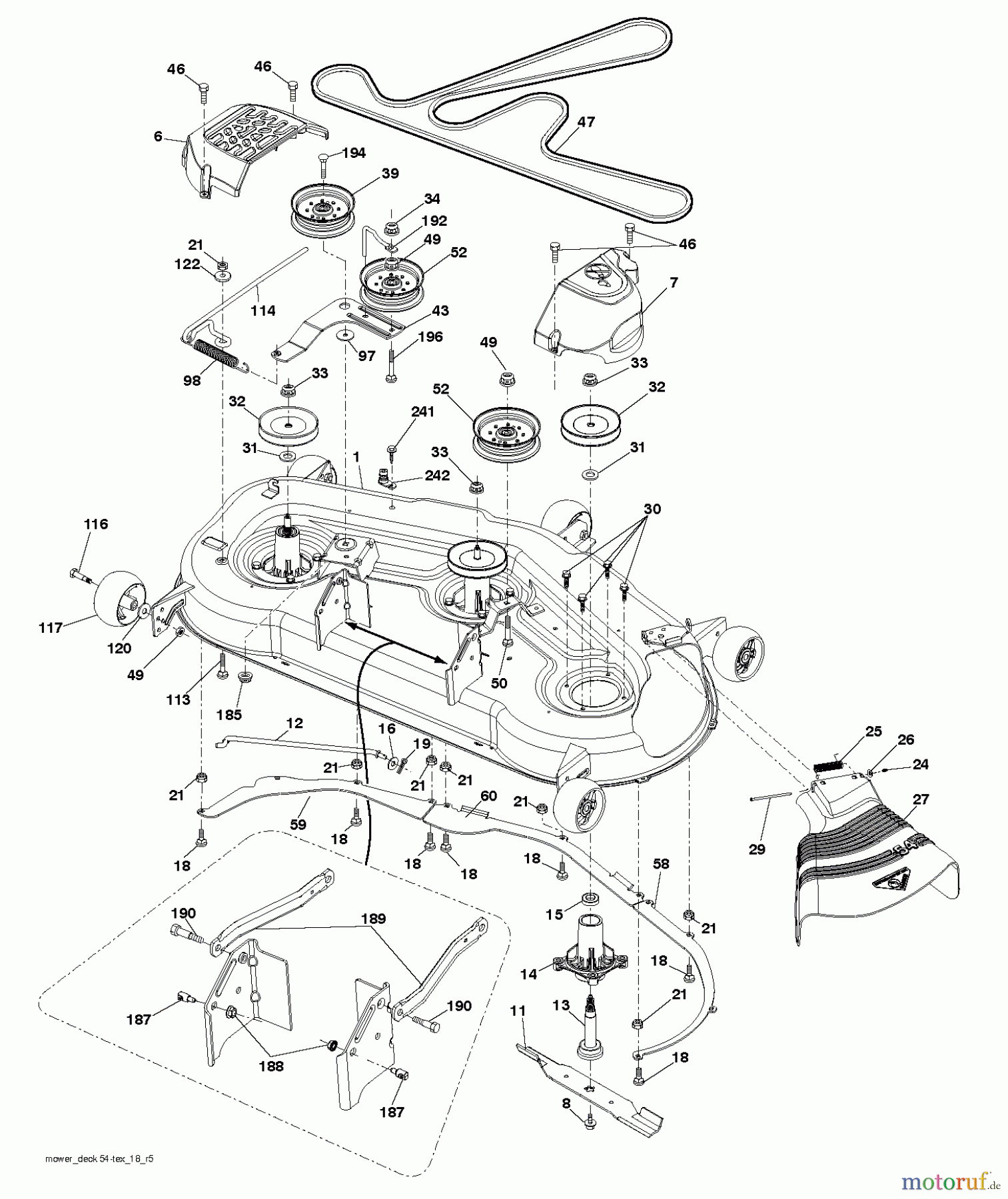 Poulan / Weed Eater Rasen und Gartentraktoren PBLGT26H54 (96042014000) - Poulan Pro Lawn Tractor (2011-08) MOWER DECK / CUTTING DECK