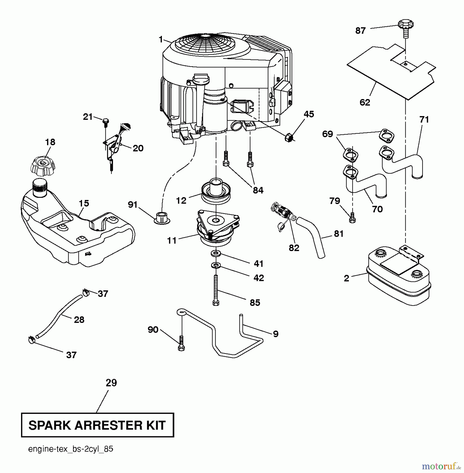  Poulan / Weed Eater Rasen und Gartentraktoren PBLGT26H54 (96042014001) - Poulan Pro Lawn Tractor (2012-08) ENGINE