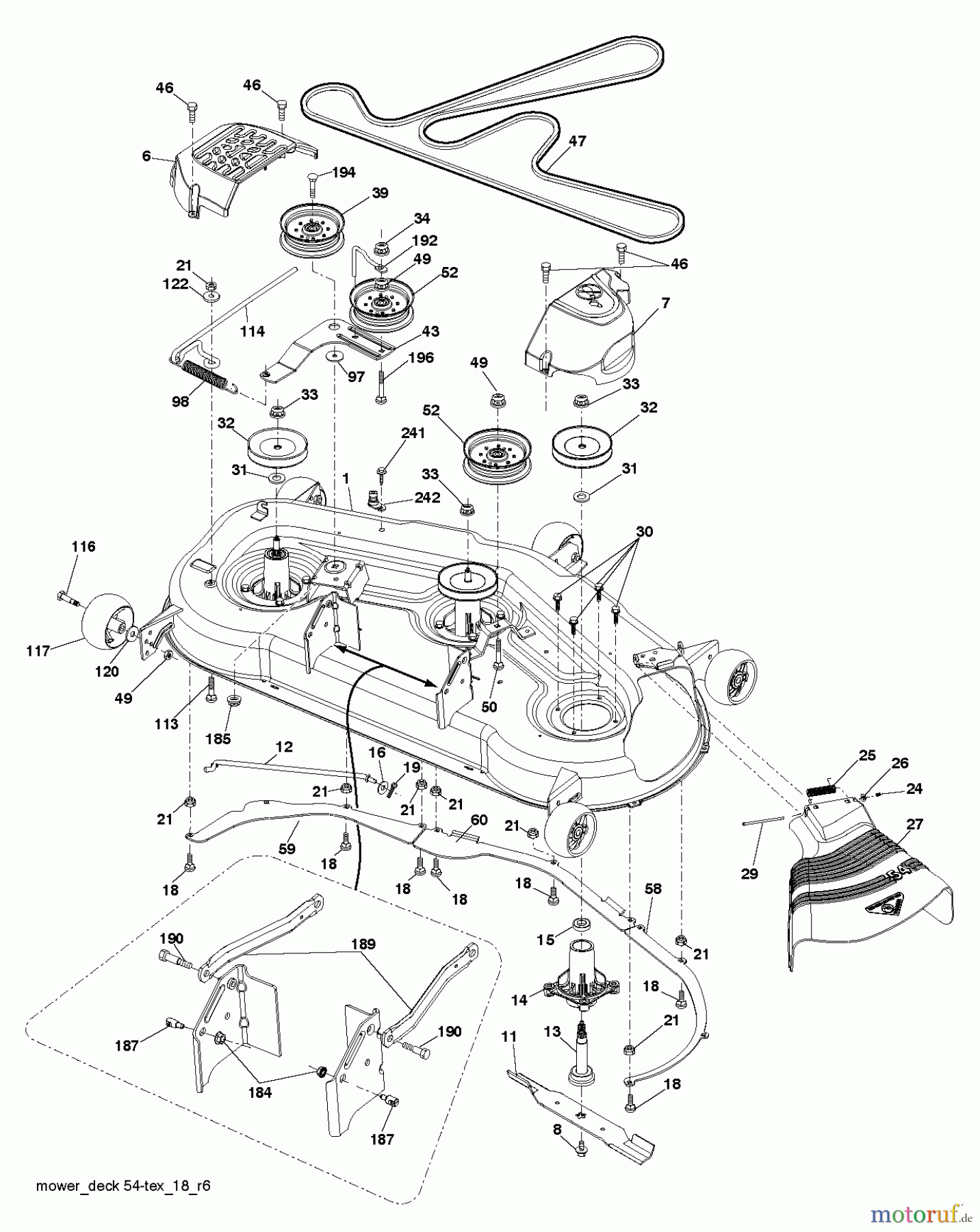  Poulan / Weed Eater Rasen und Gartentraktoren PBLGT26H54 (96042014001) - Poulan Pro Lawn Tractor (2012-08) MOWER DECK / CUTTING DECK