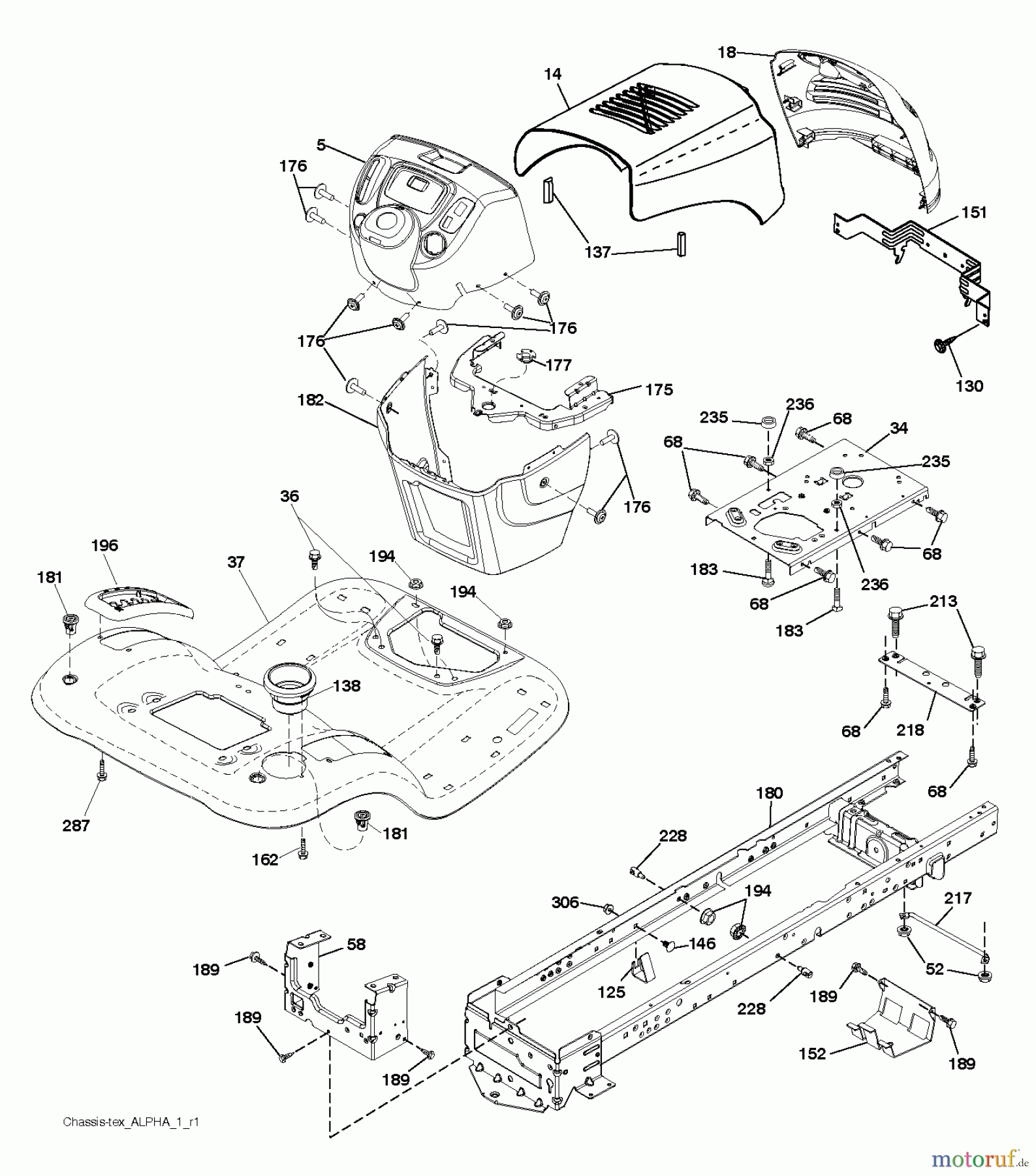 Poulan / Weed Eater Rasen und Gartentraktoren PO12530LT (96041021302) - Poulan Lawn Tractor (2013-03) CHASSIS ENCLOSURES