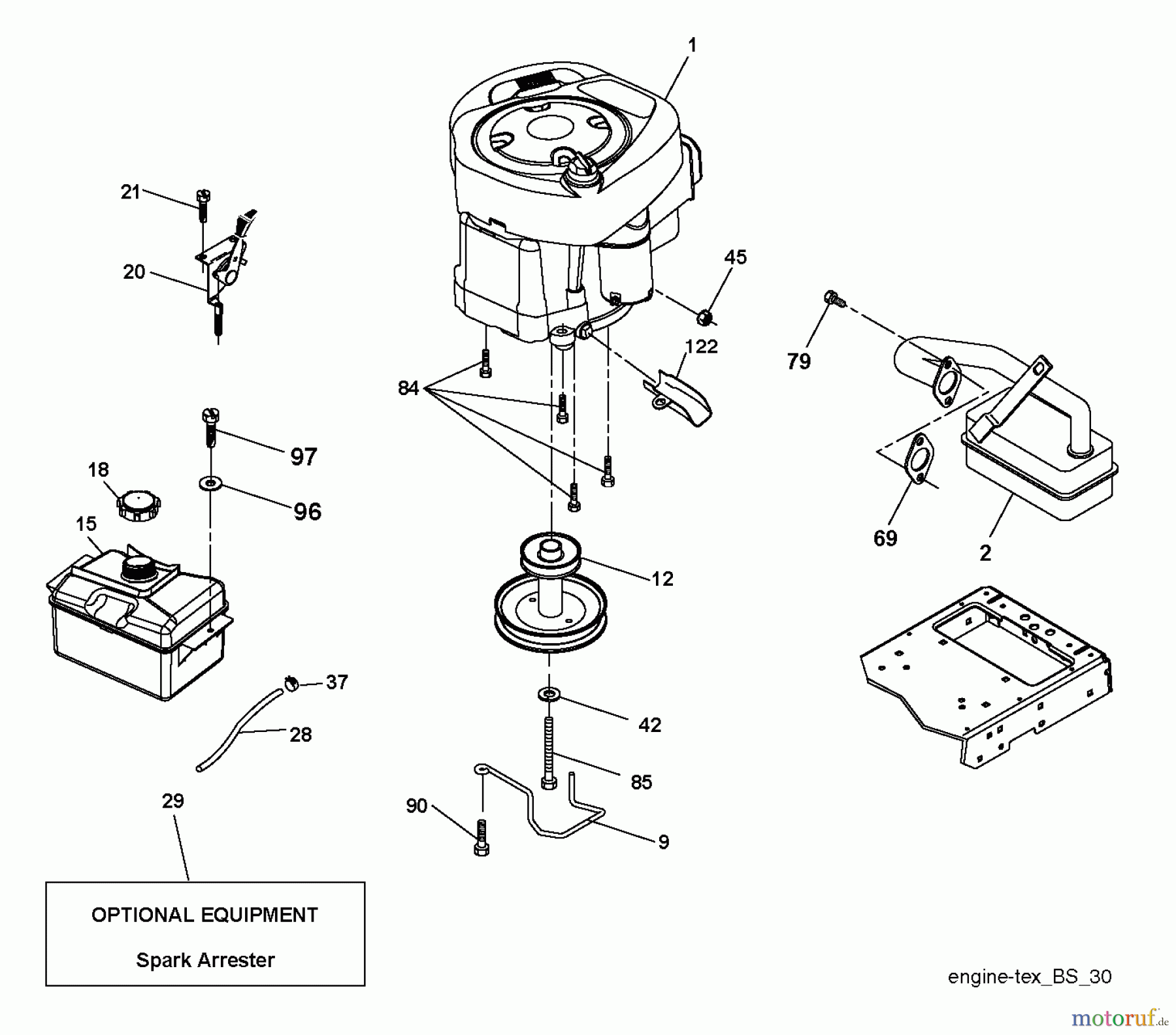 Poulan / Weed Eater Rasen und Gartentraktoren PO12530LT (96041021301) - Poulan Lawn Tractor (2012-01) ENGINE