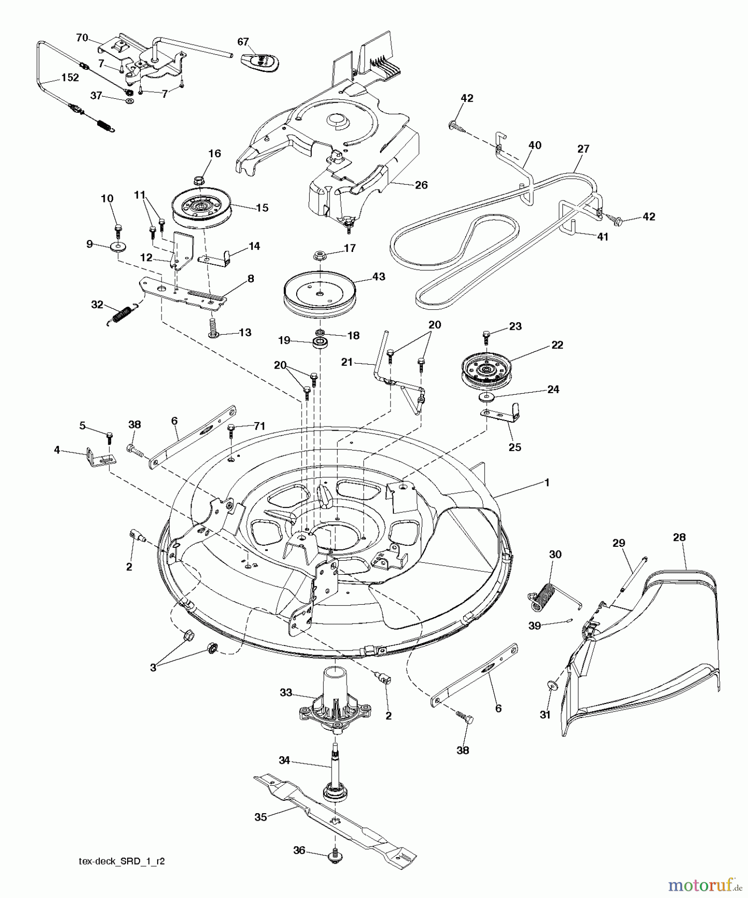 Poulan / Weed Eater Rasen und Gartentraktoren PO12530LT (96041021301) - Poulan Lawn Tractor (2012-01) MOWER DECK / CUTTING DECK