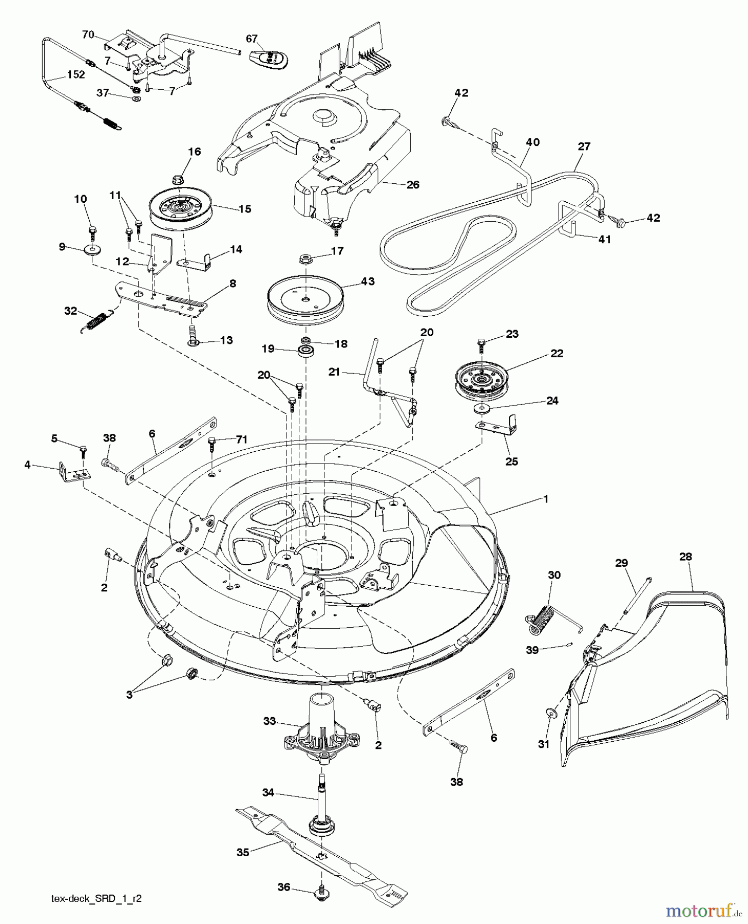 Poulan / Weed Eater Rasen und Gartentraktoren PO12530LT (96048002100) - Poulan Lawn Tractor (2011-09) MOWER DECK / CUTTING DECK