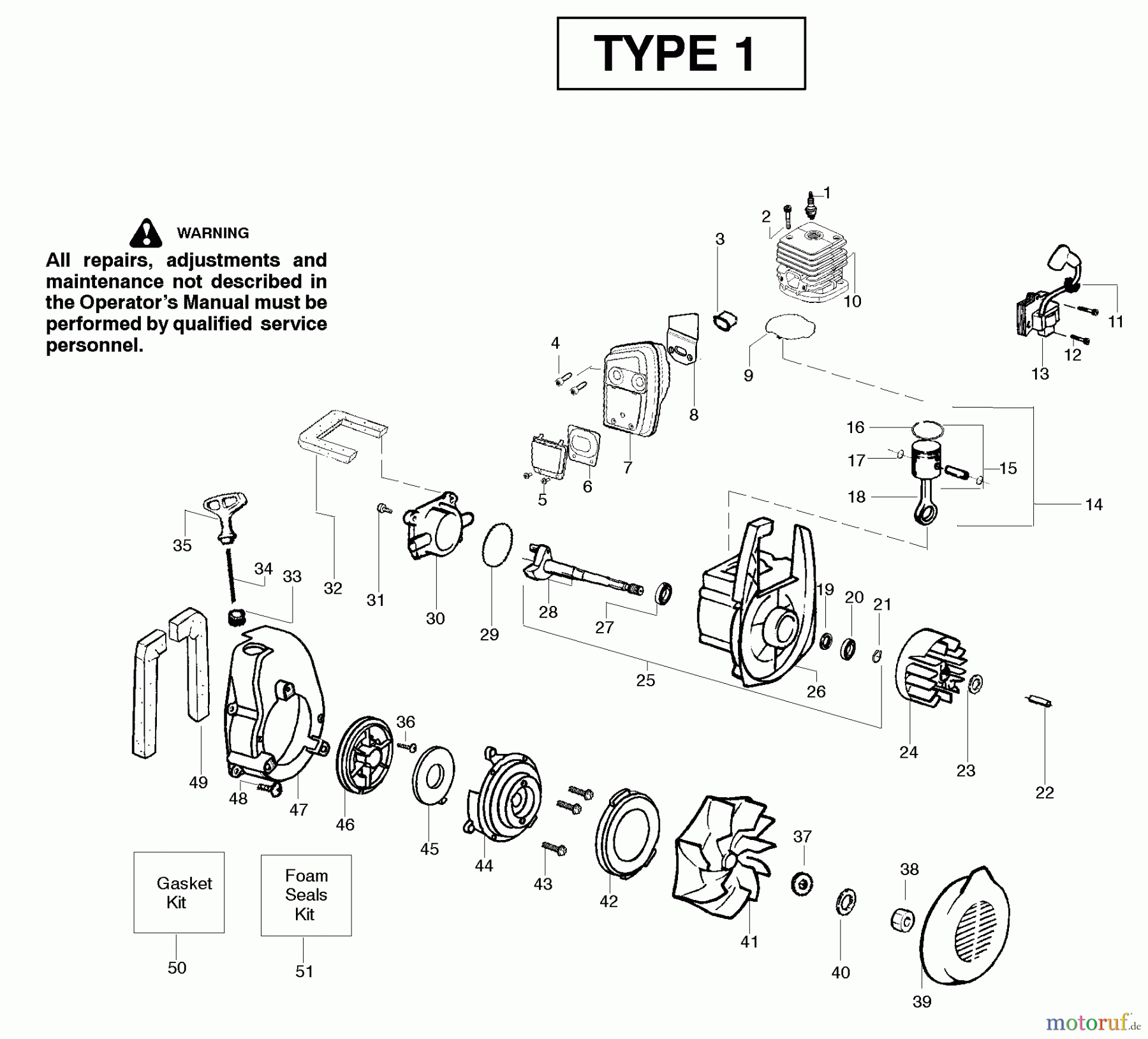 Poulan / Weed Eater Bläser / Sauger / Häcksler / Mulchgeräte B1750LE (Type 1) - Weed Eater Blower Engine Type 1