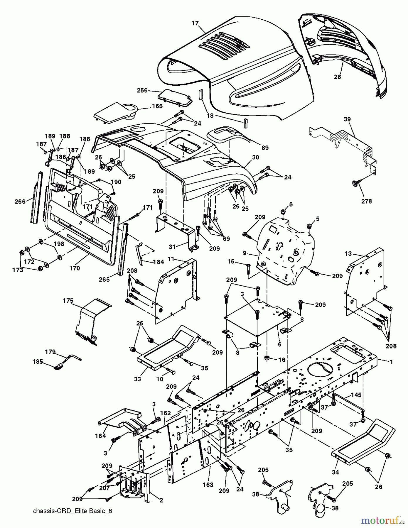Poulan / Weed Eater Rasen und Gartentraktoren PO12597RB (96061034900) - Poulan Lawn Tractor (2012-11) CHASSIS ENCLOSURES