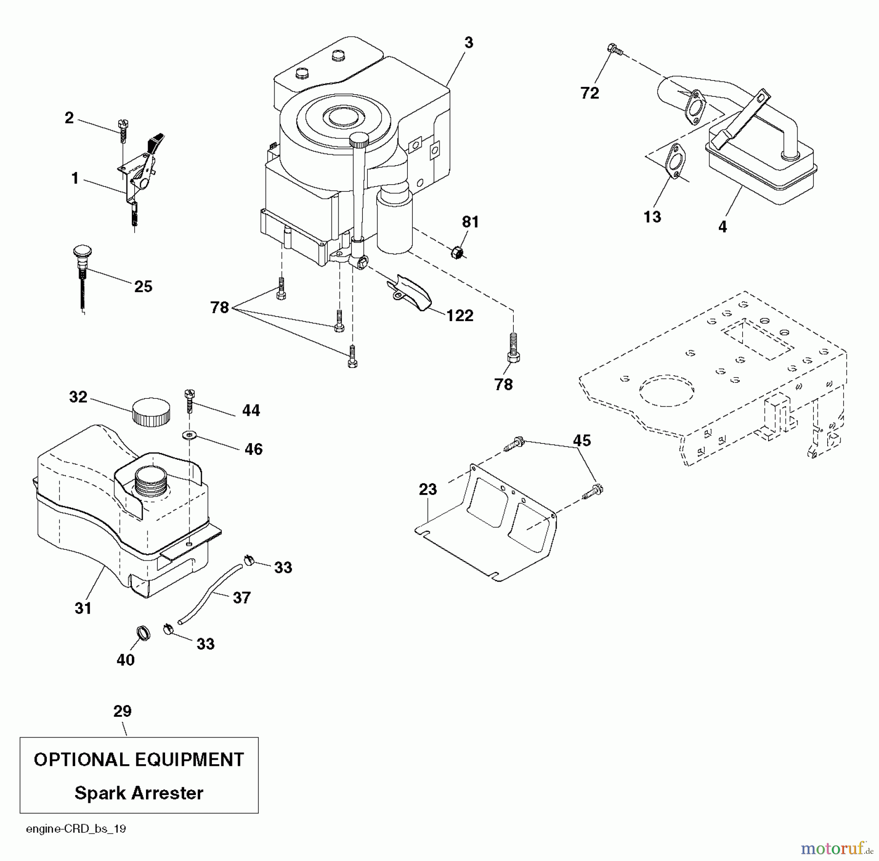 Poulan / Weed Eater Rasen und Gartentraktoren PO12597RB (96061034900) - Poulan Lawn Tractor (2012-11) ENGINE