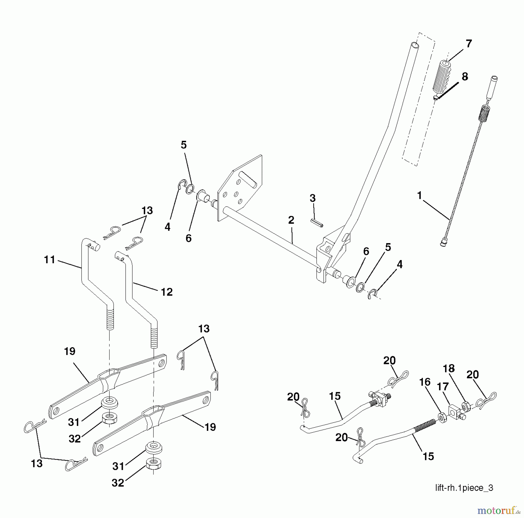 Poulan / Weed Eater Rasen und Gartentraktoren PO12597RB (96061034900) - Poulan Lawn Tractor (2012-11) MOWER LIFT / DECK LIFT