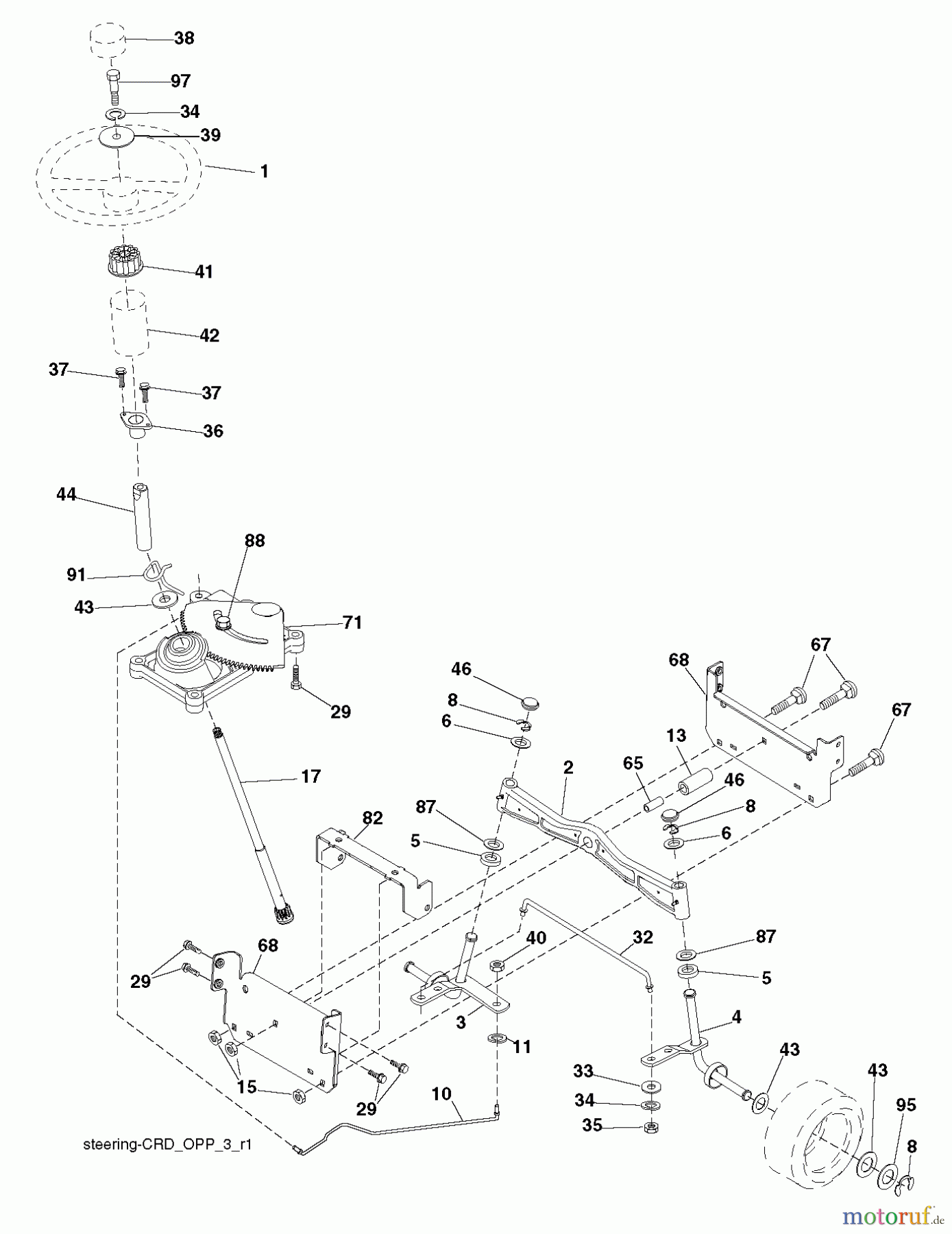Poulan / Weed Eater Rasen und Gartentraktoren PO12597RB (96061034900) - Poulan Lawn Tractor (2012-11) STEERING
