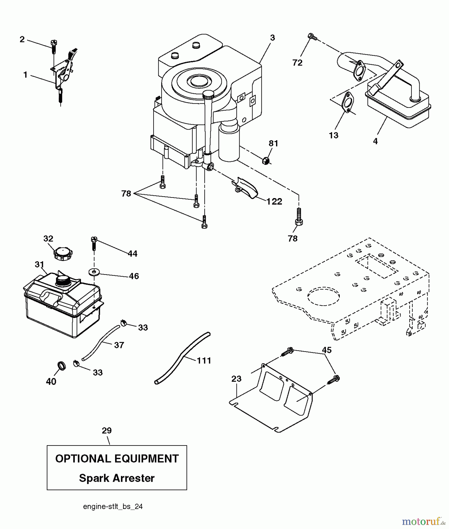 Poulan / Weed Eater Rasen und Gartentraktoren PO14538LT (96012012300) - Poulan Lawn Tractor (2011-08) ENGINE