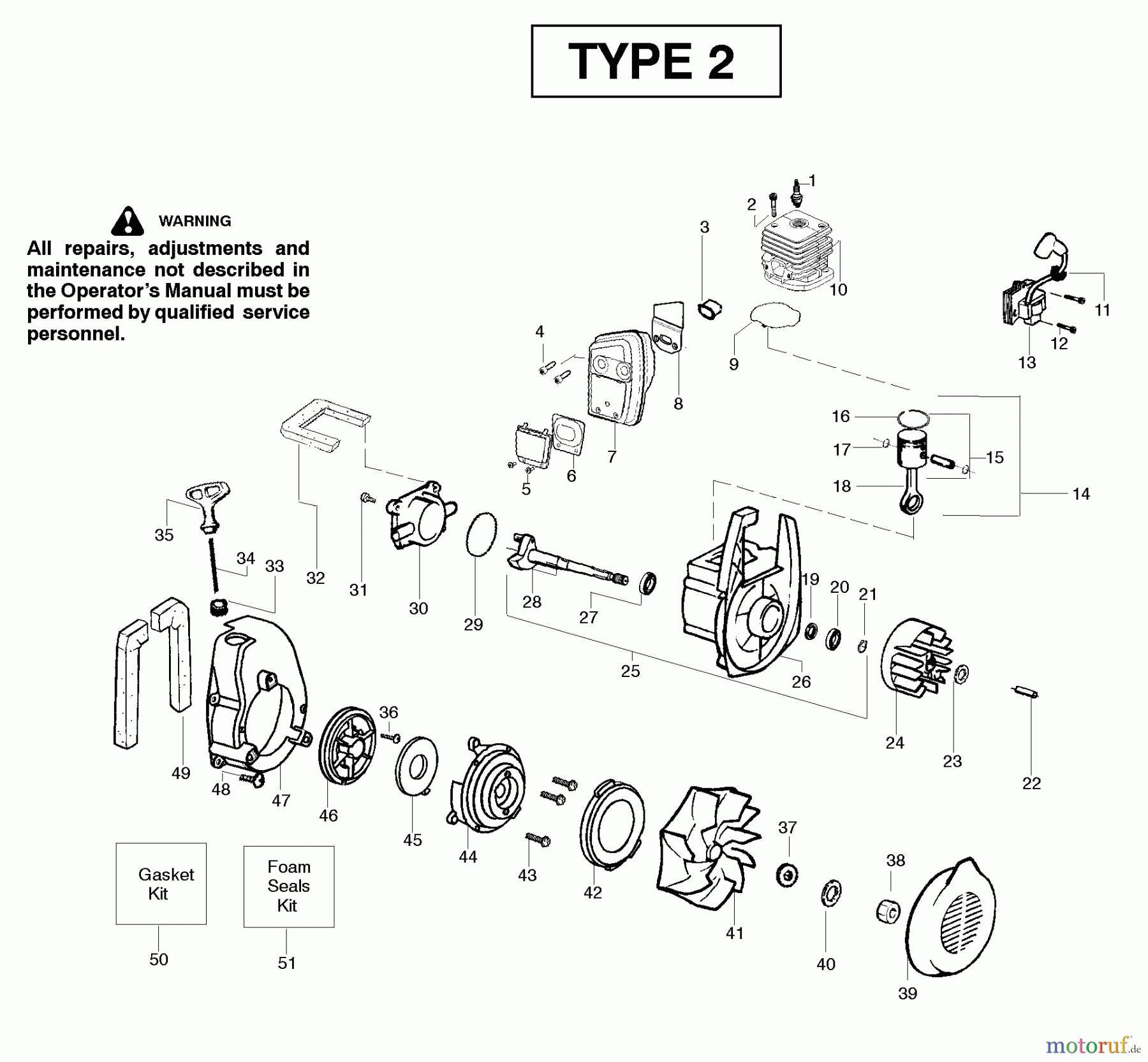 Poulan / Weed Eater Bläser / Sauger / Häcksler / Mulchgeräte B1750LE (Type 2) - Weed Eater Blower Engine Type 2