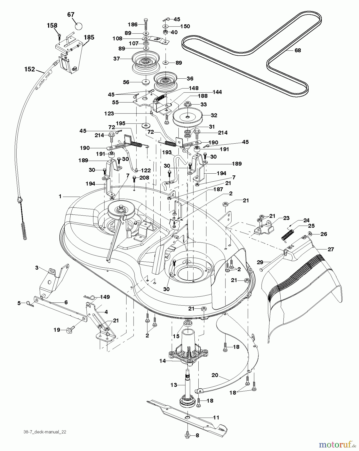 Poulan / Weed Eater Rasen und Gartentraktoren PO14538LT (96018000301) - Poulan Lawn Tractor (2011-08) MOWER DECK / CUTTING DECK