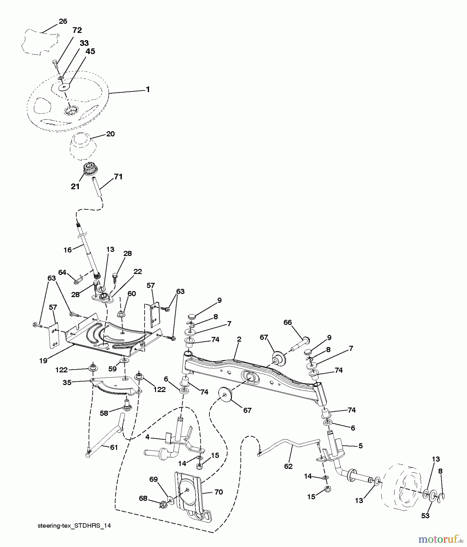 Poulan / Weed Eater Rasen und Gartentraktoren PO14538LT (96048002200) - Poulan Lawn Tractor (2012-02) STEERING