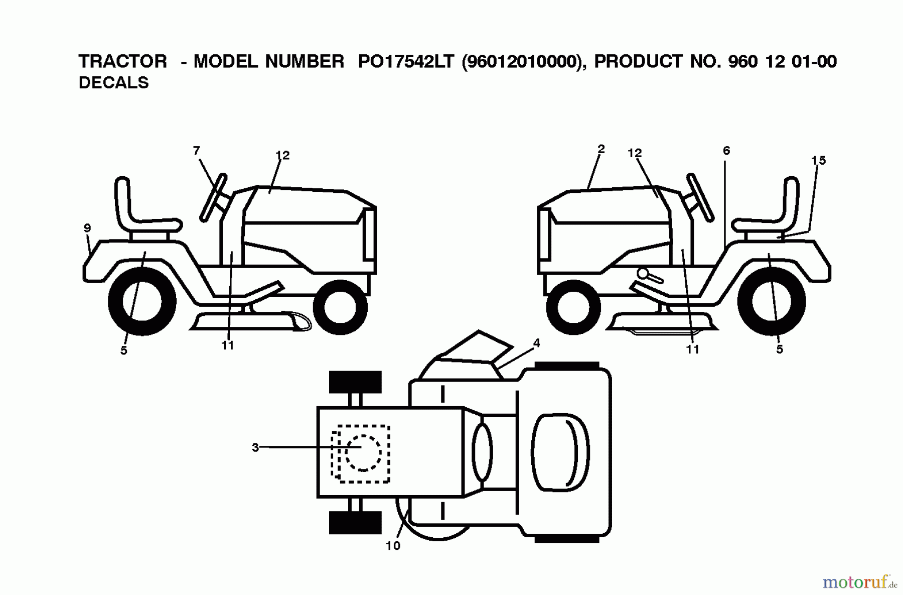 Poulan / Weed Eater Rasen und Gartentraktoren PO14542LT (96012011200) - Poulan Lawn Tractor (2010-09) DECALS