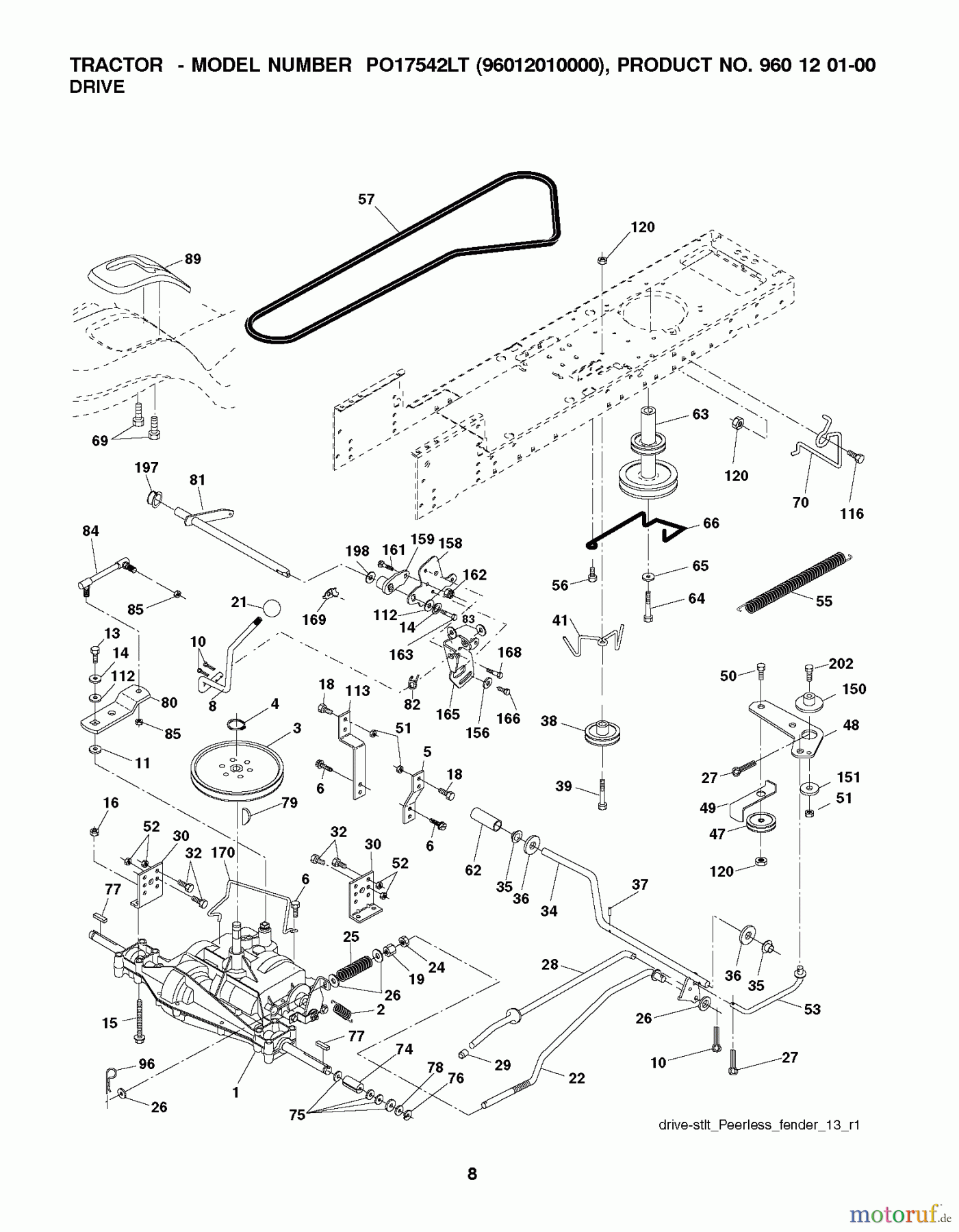  Poulan / Weed Eater Rasen und Gartentraktoren PO14542LT (96012011200) - Poulan Lawn Tractor (2010-09) DRIVE