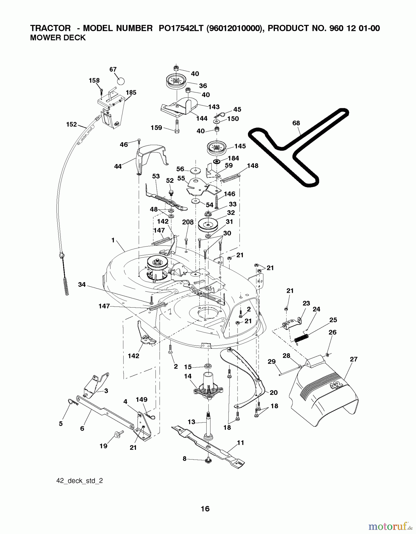 Poulan / Weed Eater Rasen und Gartentraktoren PO14542LT (96012011200) - Poulan Lawn Tractor (2010-09) MOWER DECK / CUTTING DECK