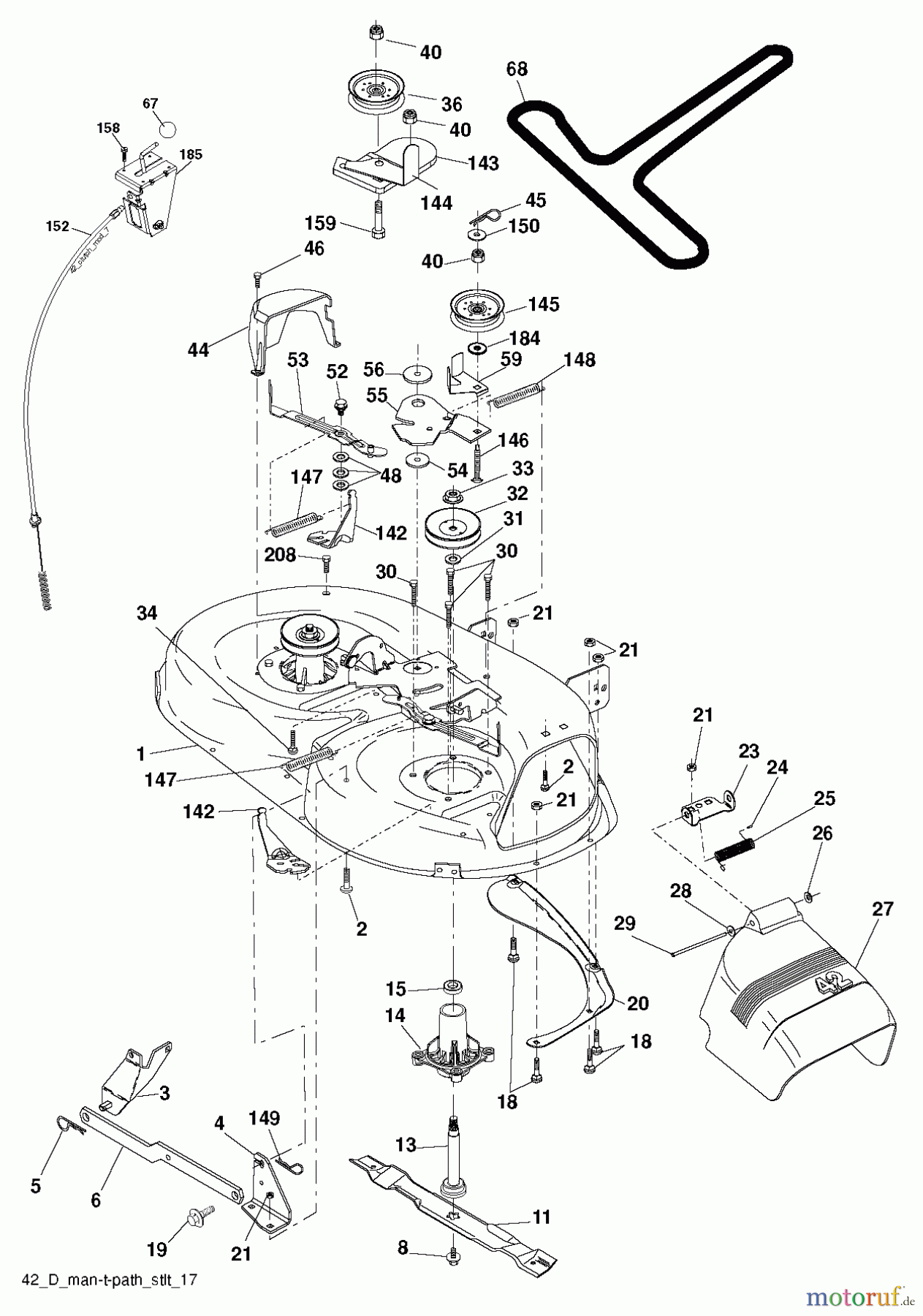 Poulan / Weed Eater Rasen und Gartentraktoren PO17542LT (96012011001) - Poulan Lawn Tractor (2011-03) MOWER DECK / CUTTING DECK