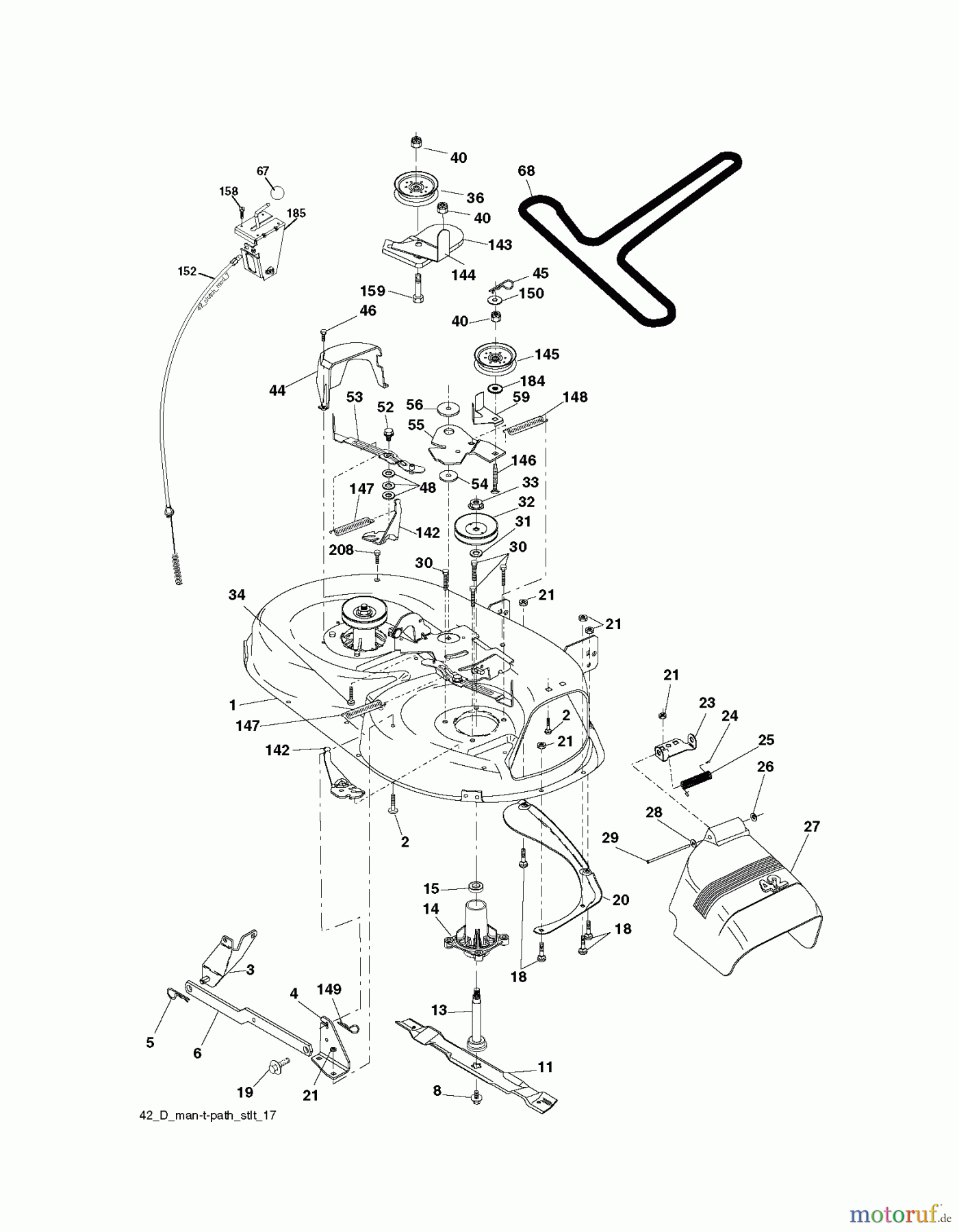 Poulan / Weed Eater Rasen und Gartentraktoren PB17542LT (96012012600) - Poulan Pro Lawn Tractor (2012-08) MOWER DECK / CUTTING DECK