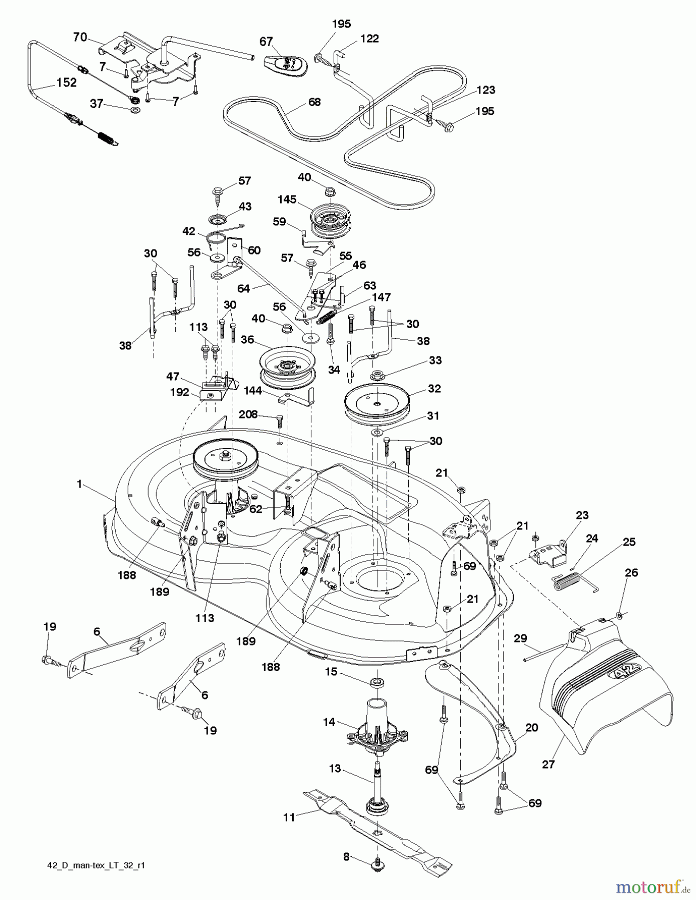 Poulan / Weed Eater Rasen und Gartentraktoren PO175A42LT (96048002400) - Poulan Lawn Tractor (2011-09) MOWER DECK / CUTTING DECK