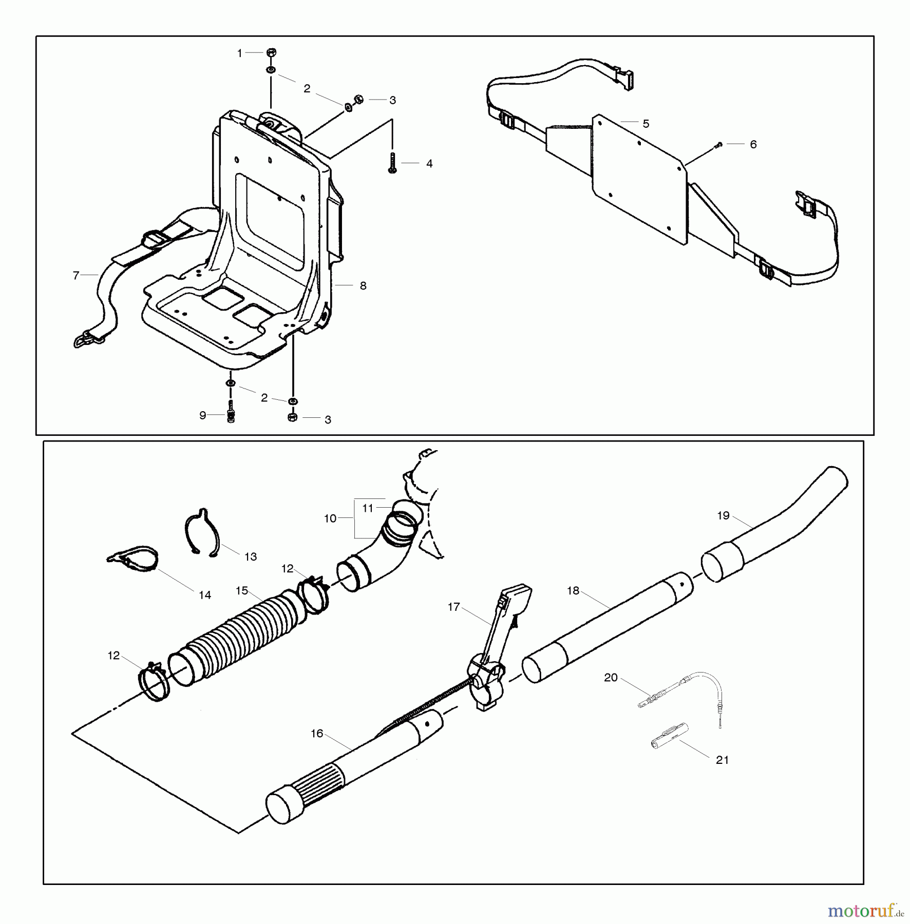  Poulan / Weed Eater Bläser / Sauger / Häcksler / Mulchgeräte BP402 - Poulan Pro Back Pack Blower Back Pack & Tube Assembly