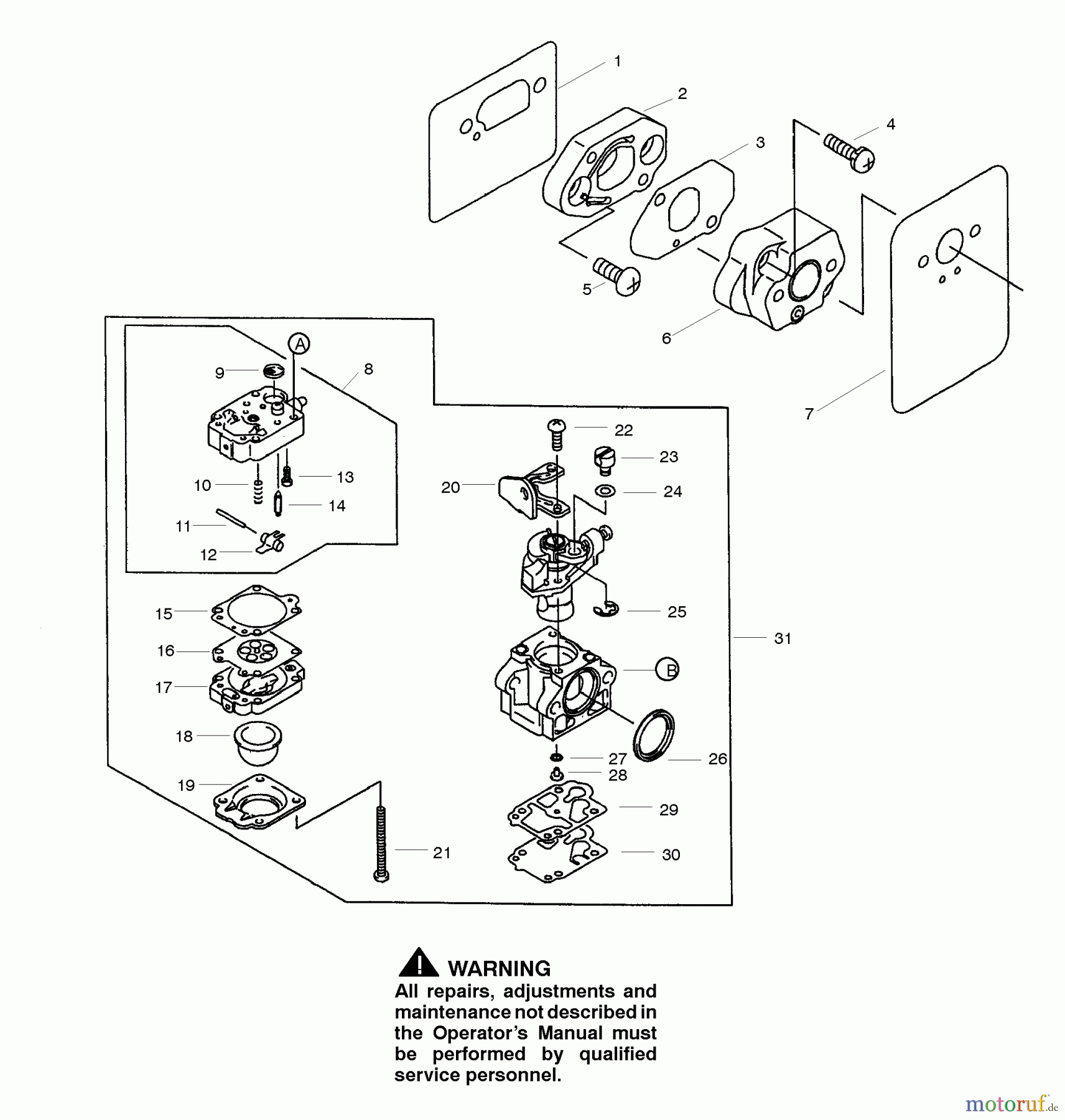 Poulan / Weed Eater Bläser / Sauger / Häcksler / Mulchgeräte BP402 - Poulan Pro Back Pack Blower Carburetor Assembly