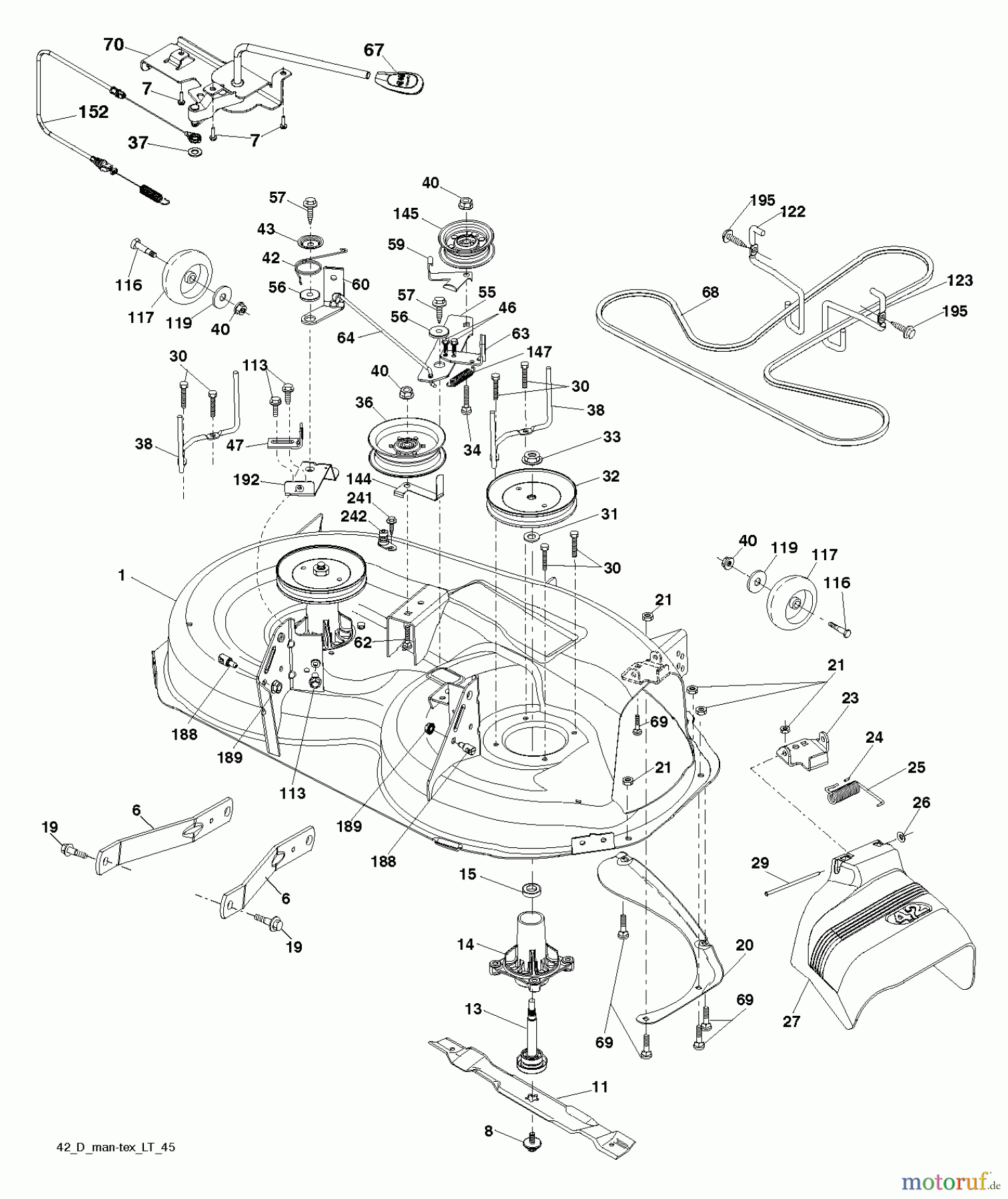 Poulan / Weed Eater Rasen und Gartentraktoren PO175A42LT (96048004800) - Poulan Lawn Tractor (2012-11) MOWER DECK / CUTTING DECK
